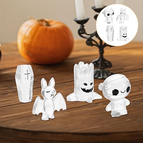 Miniatura 3 de 4 figuras en miniatura de Halloween, adornos luminosos de fantasma, mini calavera, calabaza, decoración de mesa, adorno de crecimiento en la