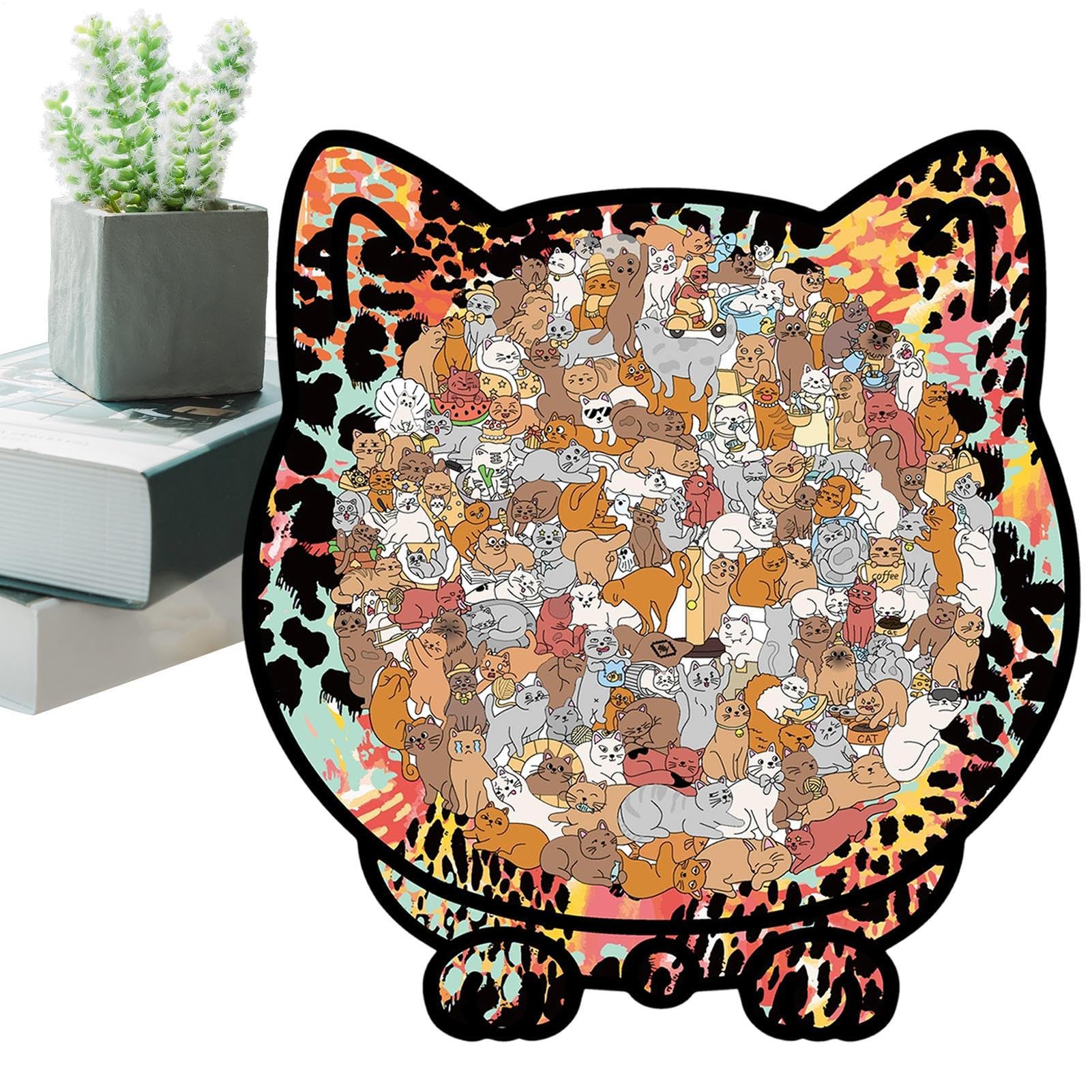 Puzzle de madera de 135 piezas de gatos, el regalo ideal con marco 8