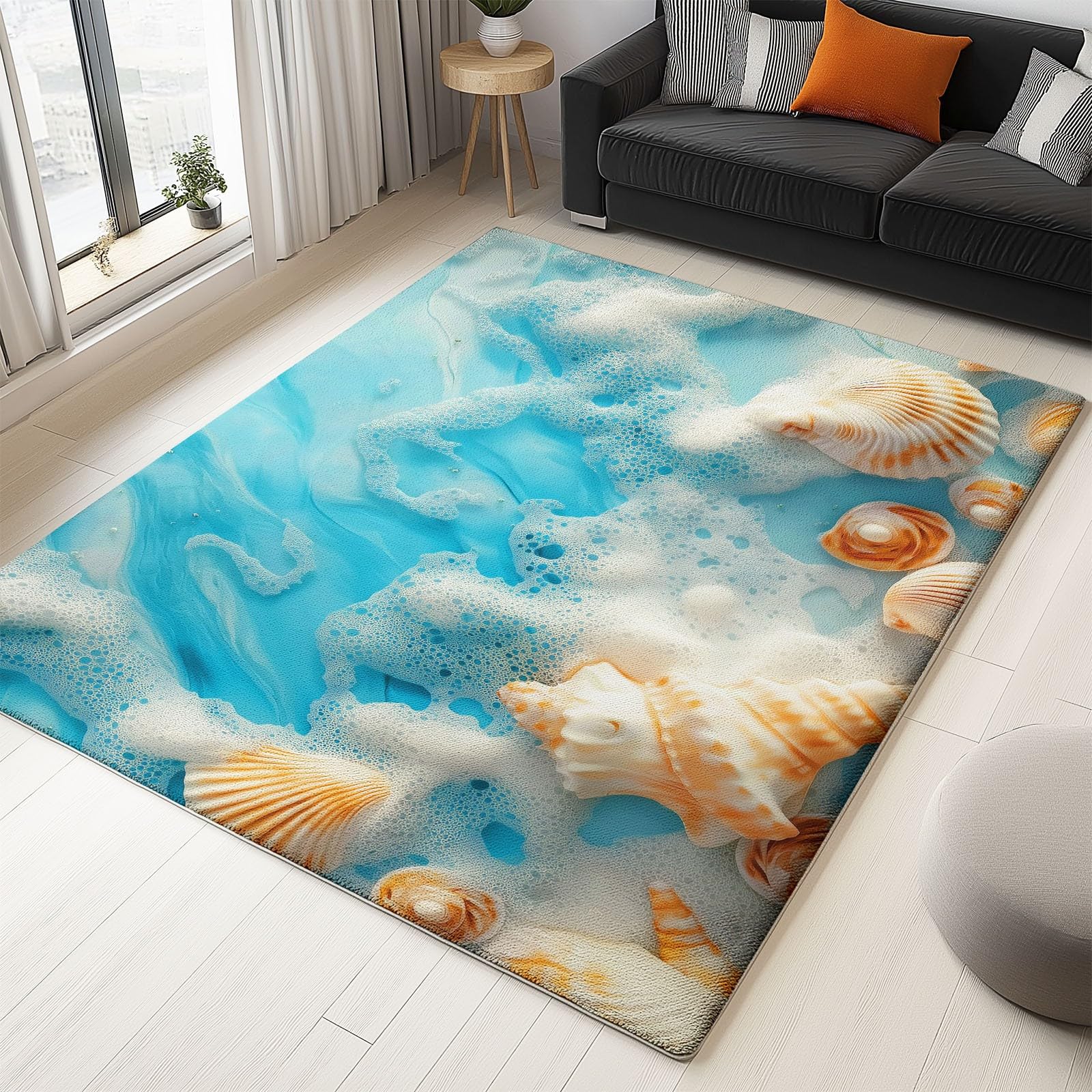 Générique Tapis Chambre Enfant Multicolore, Plage Écume De Mer Coquillages - Tapis Enfant Facile d'entretien et Doux pour Chambres à Coucher Salle de Jeu Chambre Fille Garçon Bébé 80 x 150 cm