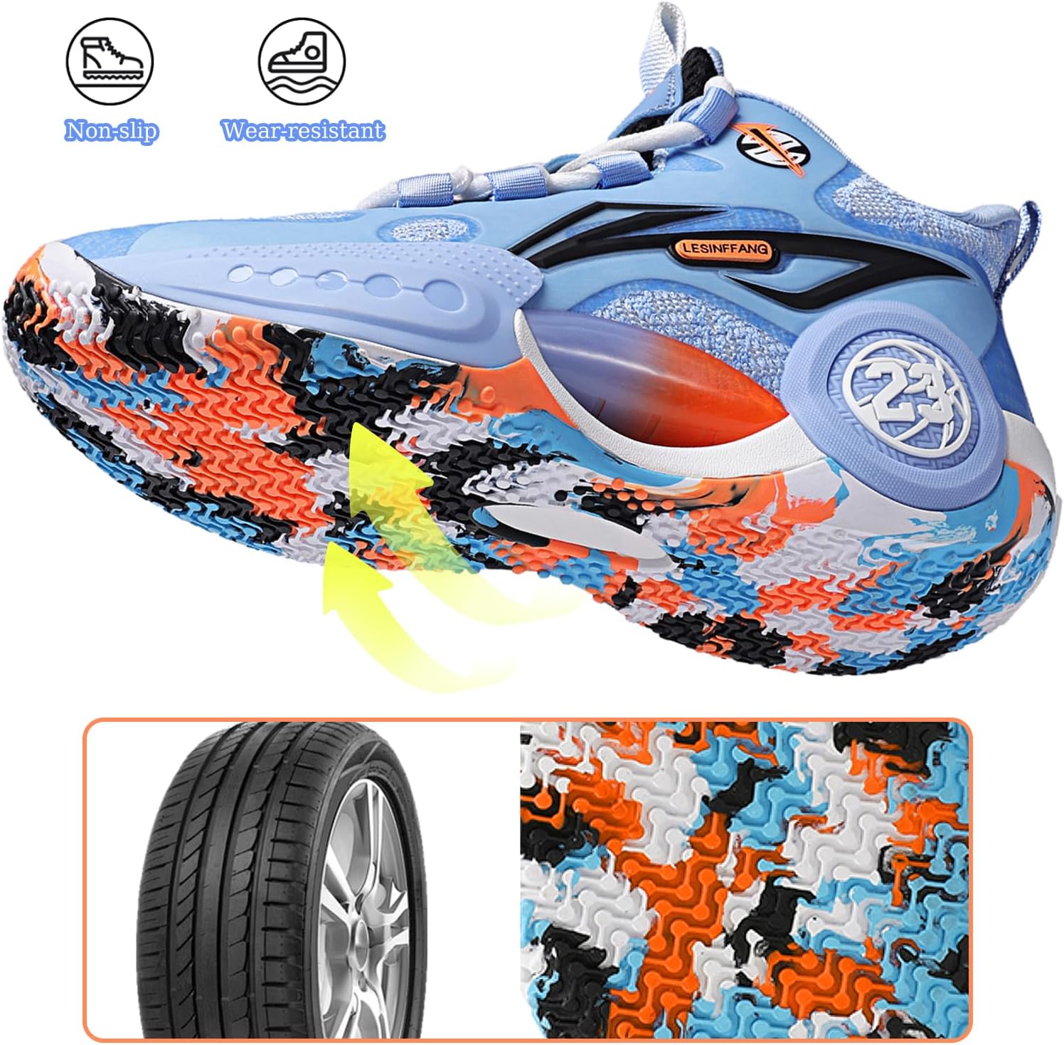 JMFCHI Kids Basketball Shoes High-top Sports Shoes Sneakers Durable Lace-up Non-Slip Running Shoes Secure for Little Kids Big Kids and Boys Girls - Image 6