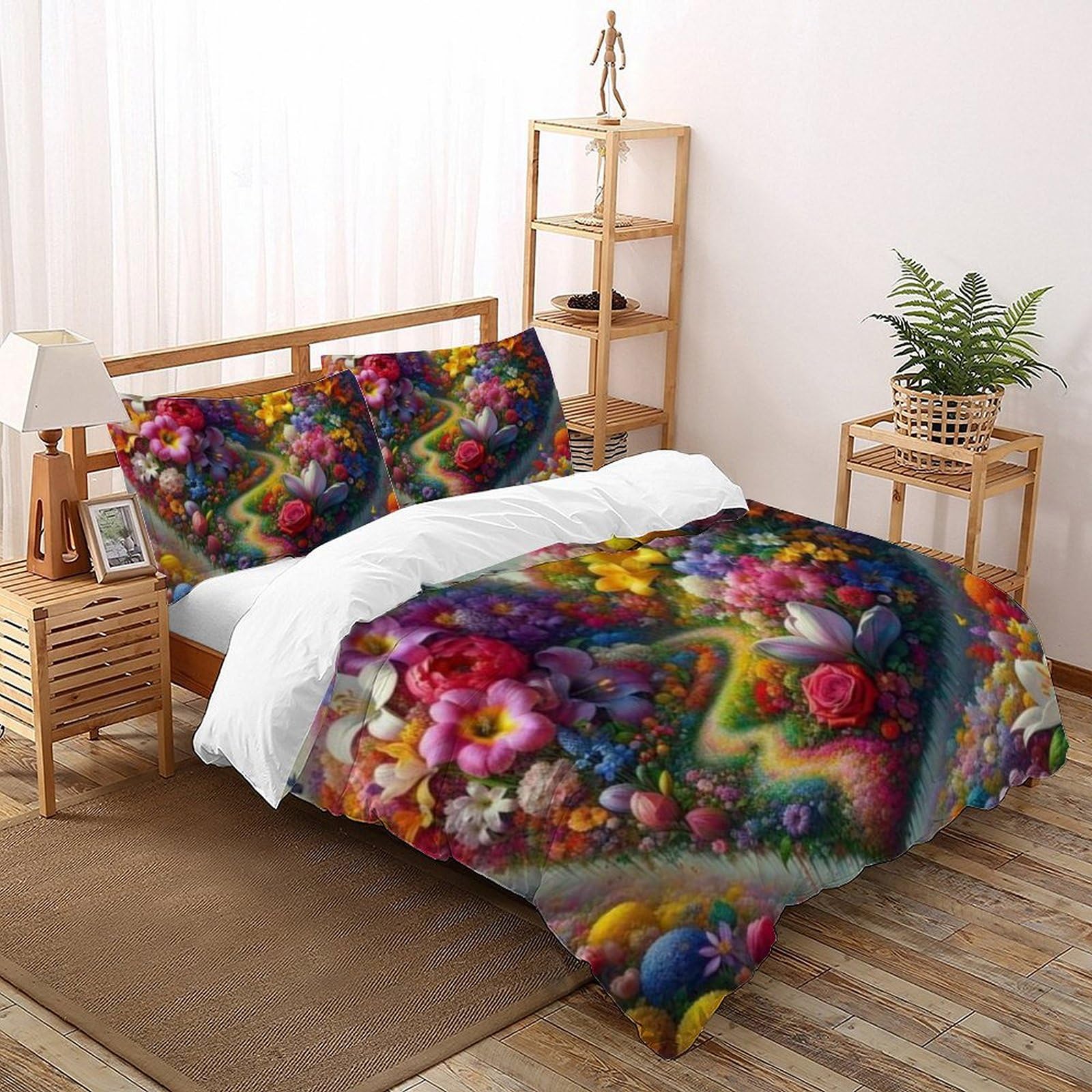 Housse de couette King en microfibre avec imprimé 3D de plantes