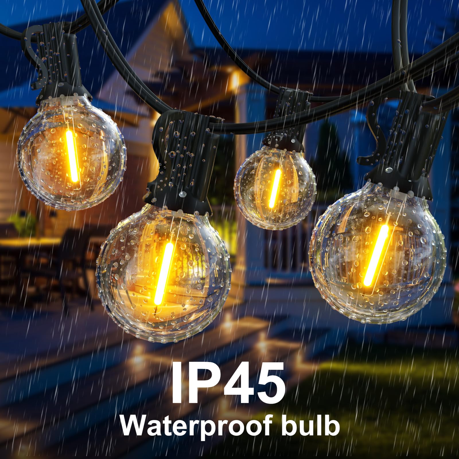 Miootly Catena Luminosa Esterno, 30M/100FT Luci da Esterno Giardino con 50+2 LED Lampadina, IP45 Impermeabile, 2700K Bianco Caldo, Catena Luminosa per Matrimonio, Festa, Giardino, Patio