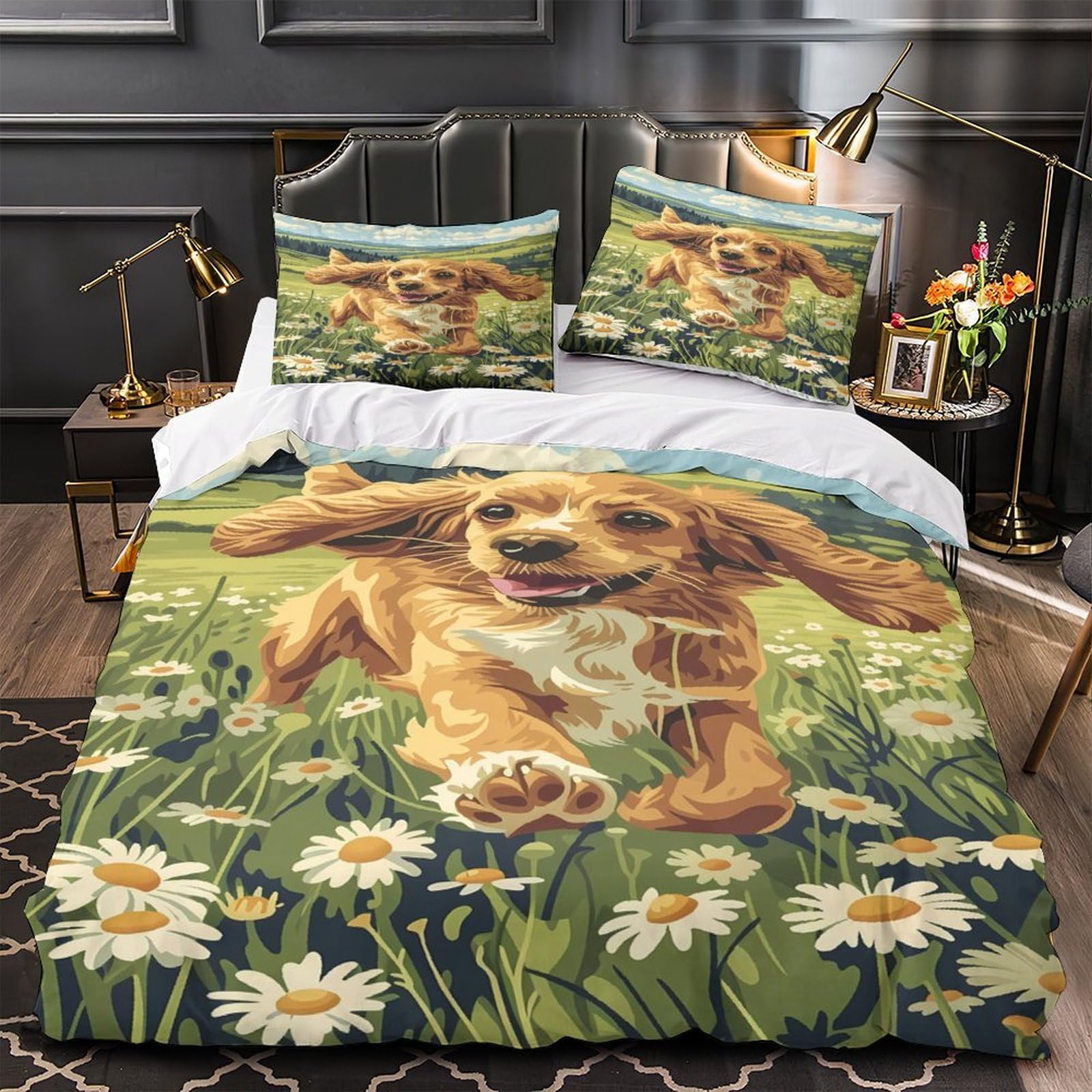 Parure de lit chiot en microfibre haute densité housse de couette 3D durable 135x200