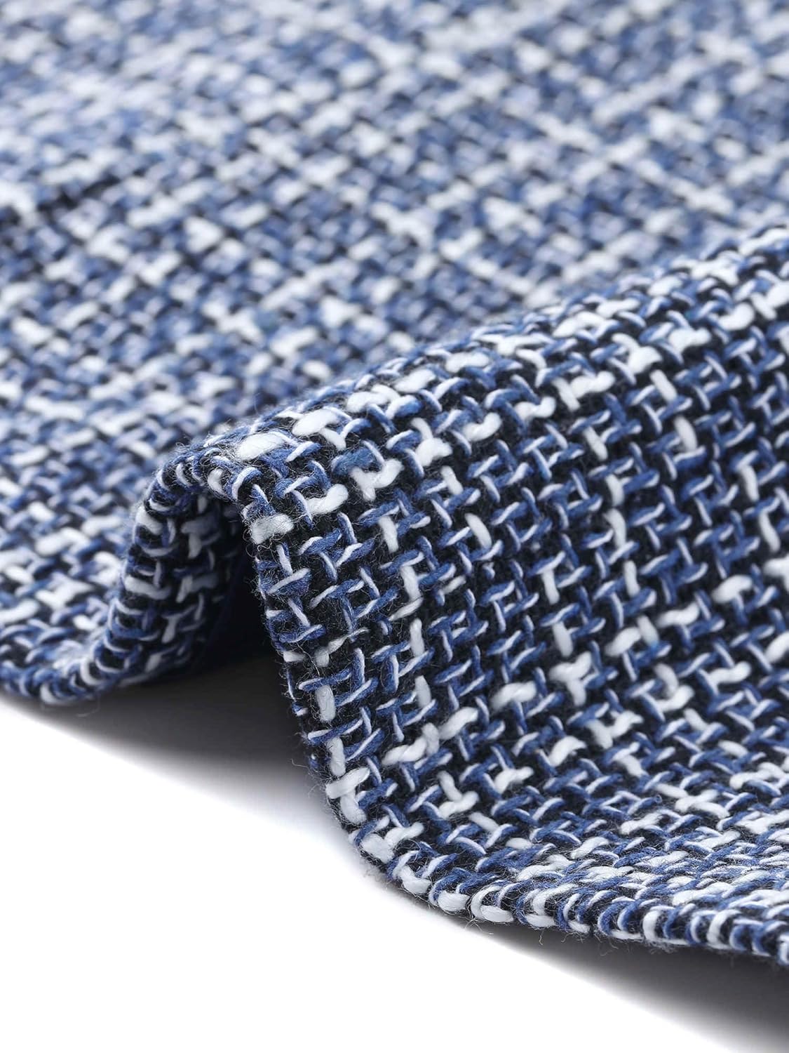 Agnes Orinda Plus Size Tweed Blazer for Women Collarless Long Sleeve Open Front Work Business Jacket Suits Casual 2025 - Image 5