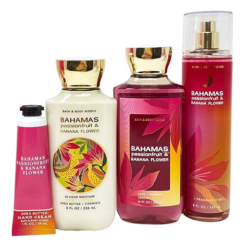 Miniatura 2 de Bath and Body Bahamas - Bolsa de regalo de fruta de la pasión y flor de plátano – Fragancia – Loción corporal – Gel de ducha y crema de manos