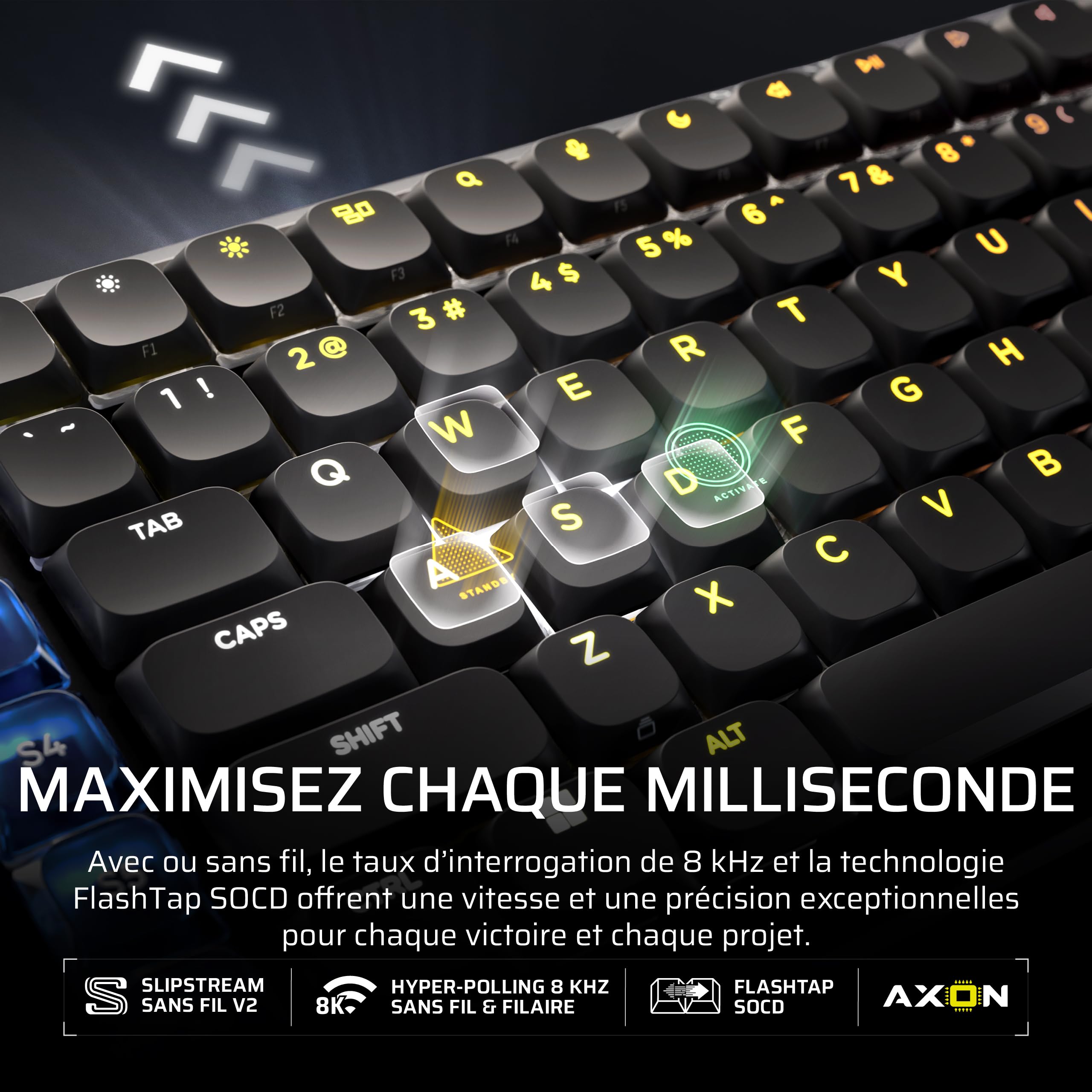 Corsair Vanguard AIR 99 sans Fil Clavier Gaming RGB (AZERTY FR) – Noir | Optique-Mécanique, Profil Bas, Écran LCD, OPX Commutateurs, Interrogation 8 000 Hz, Stream Deck Virtuel, SOCD Flashtap