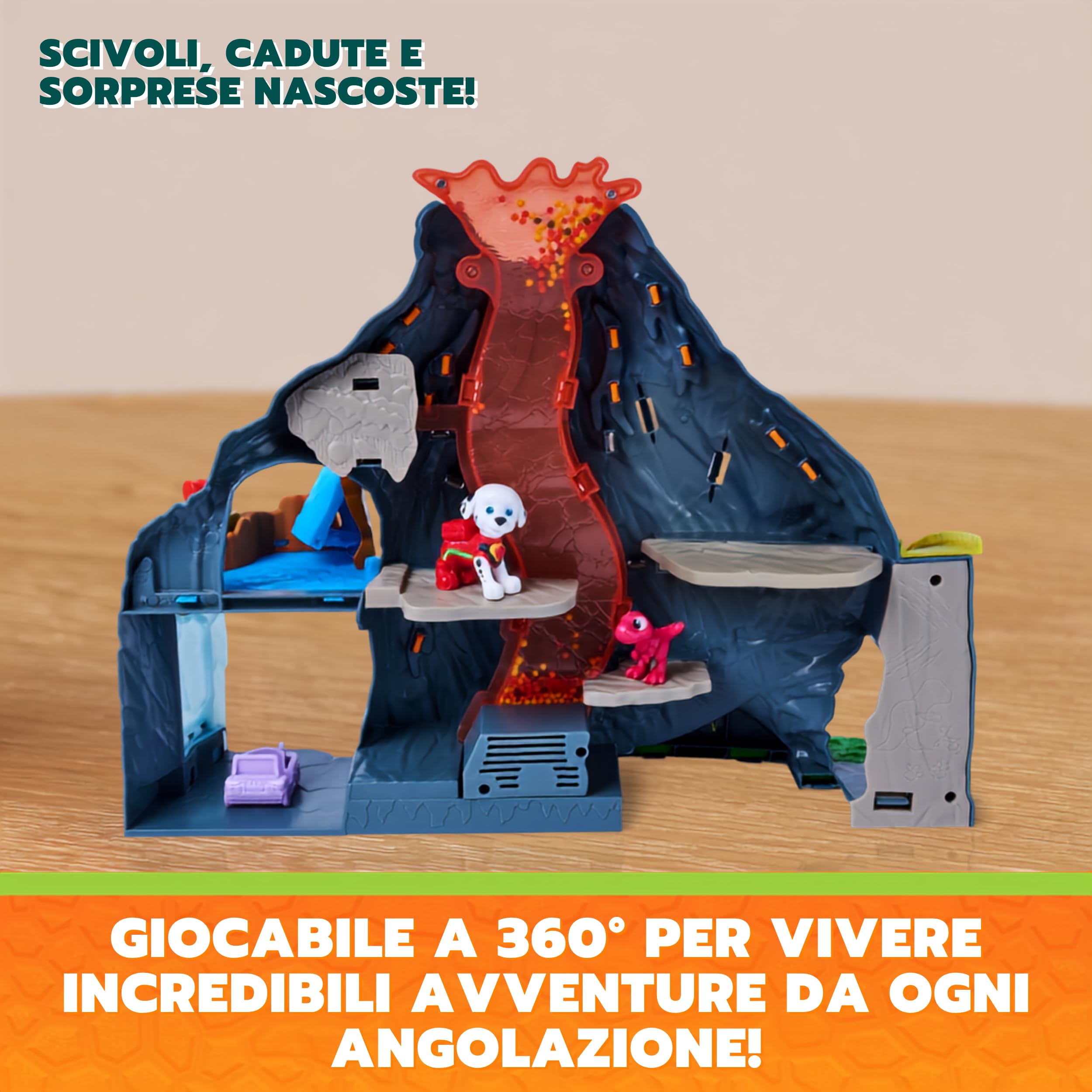 Paw Patrol, Dino Movie, Set di Gioco Super Lava Blast Vulcano, 3+ Anni | Motricità Fine, Vulcano In Eruzione, Missione di Salvataggio, Arrampicata, Gioco Di Fantasia
