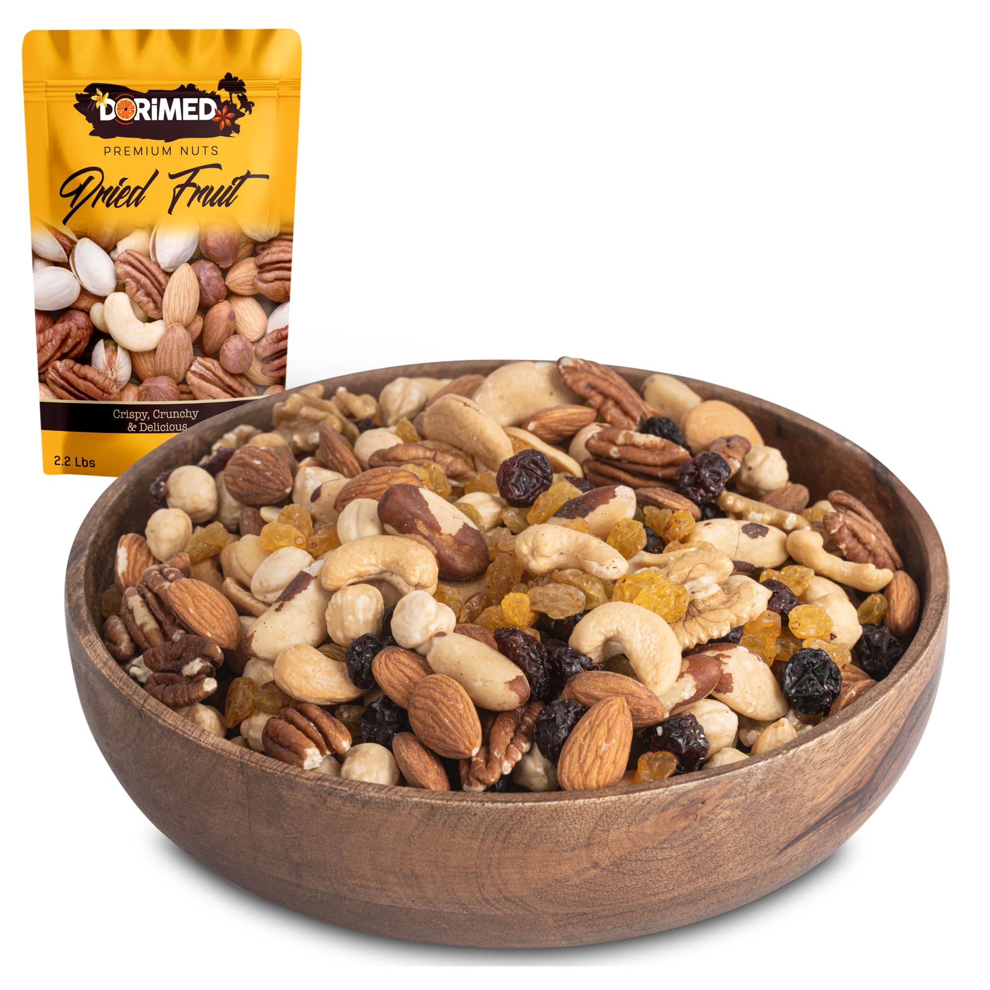 Mezcla de Frutos Secos 1 Kg I Nueces Mixtas y Pasas | Snack Variado | Primera Calidad | Deshidratados, Crudos y Enteros | Mix de Frutos Secos 100% Naturales I vegetariano y vegano I no GMO I Dorimed