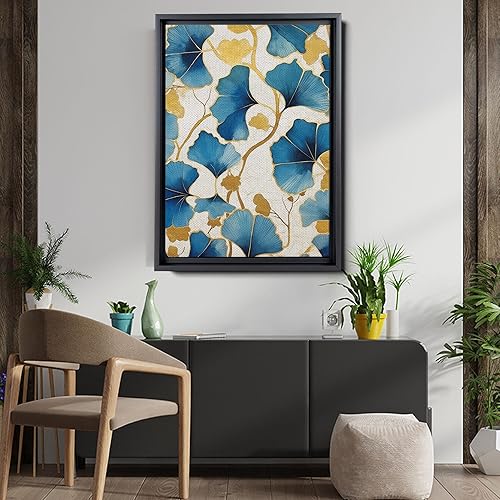Miniatura 5 de Gold Turquoise Ginkgo Leaf Print, Captivating Plants Wall Art, Ginkgo Biloba Leaf Print Painting, Embrace the Serenity of Nature