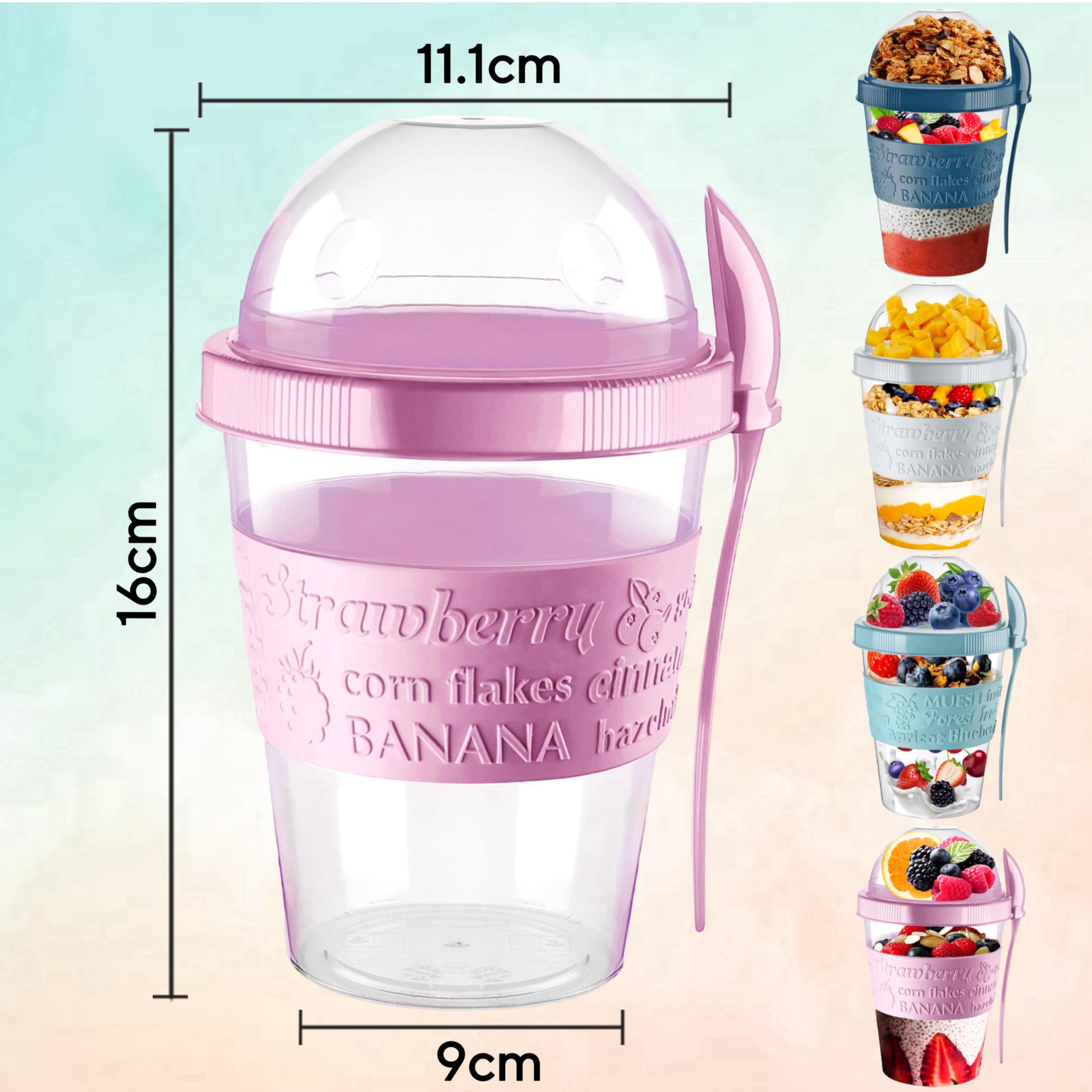 vingardium leviosa Yogurt Pots Reusable 20 Oz Overnight Oats Container with Lid & Spoon BPA free Breakfast Pots to GO Cereal On the Go Dishwasher Safe Lunch Oatmeal Jars (Set of 4 (New)) - Image 3