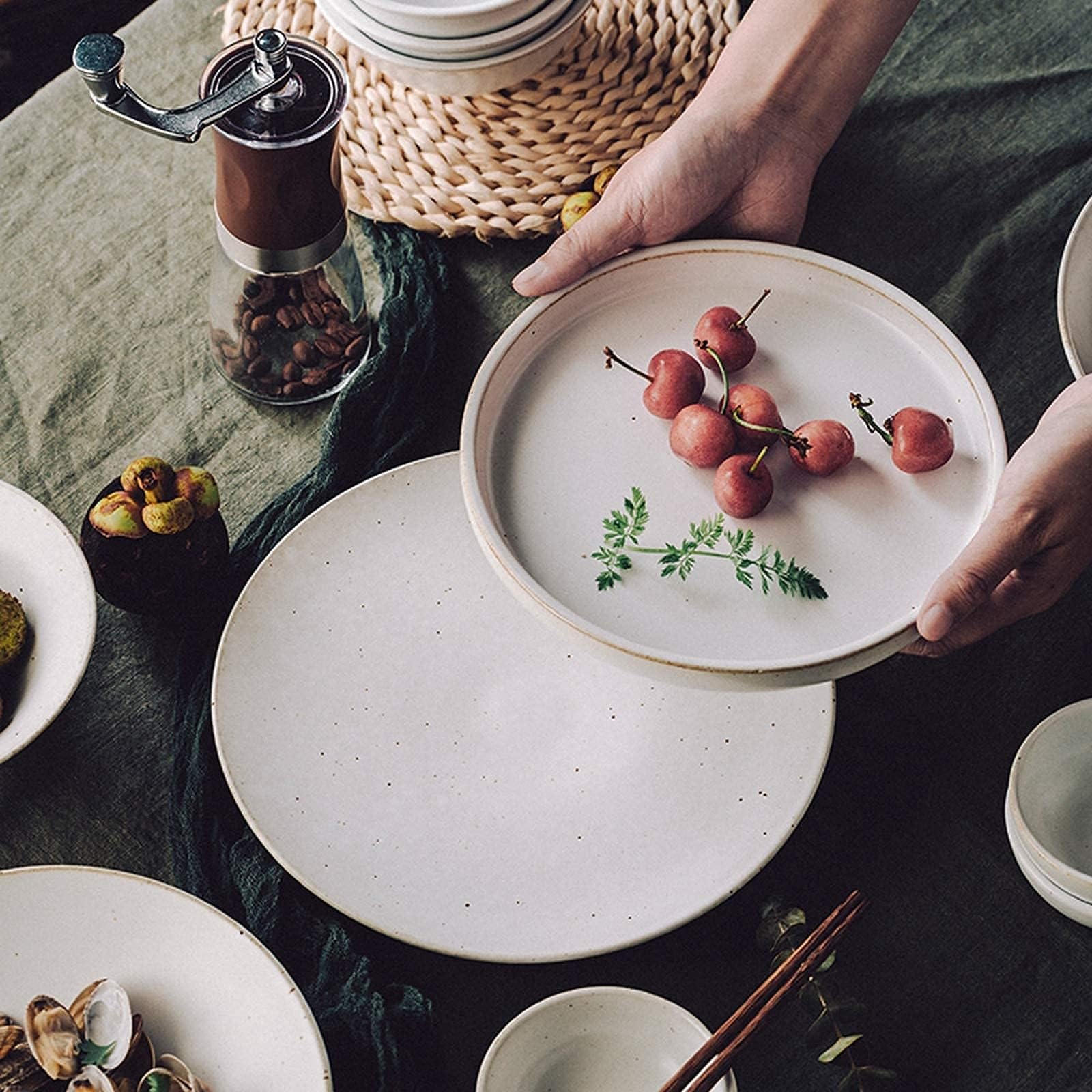 Retro 36-częściowy porcelanowy zestaw zastawy stołowej zastawa stołowa kamionka talerze i miski na płatki śniadaniowe stylowa ceramika do domu jadalni eleganckie ustawienie stołu
