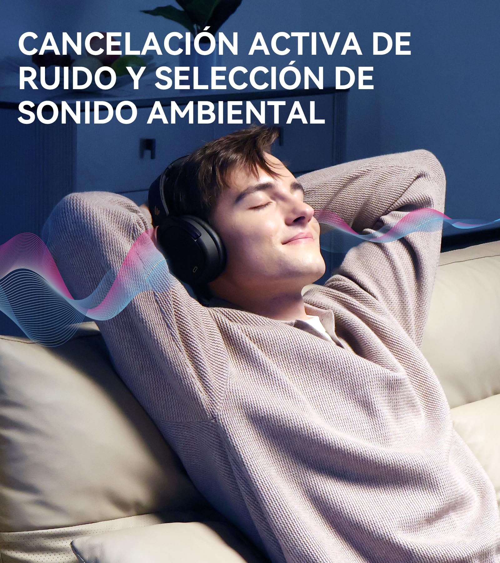 Edifier WH950NB Auriculares con Cancelación Activa del Ruido, Hi-Res Audio, LDAC, Bluetooth 5.3, 55H de Autonomía, Emparejamiento Rápido Google para Android, Conexión para Dos Dispositivos, App, Negro