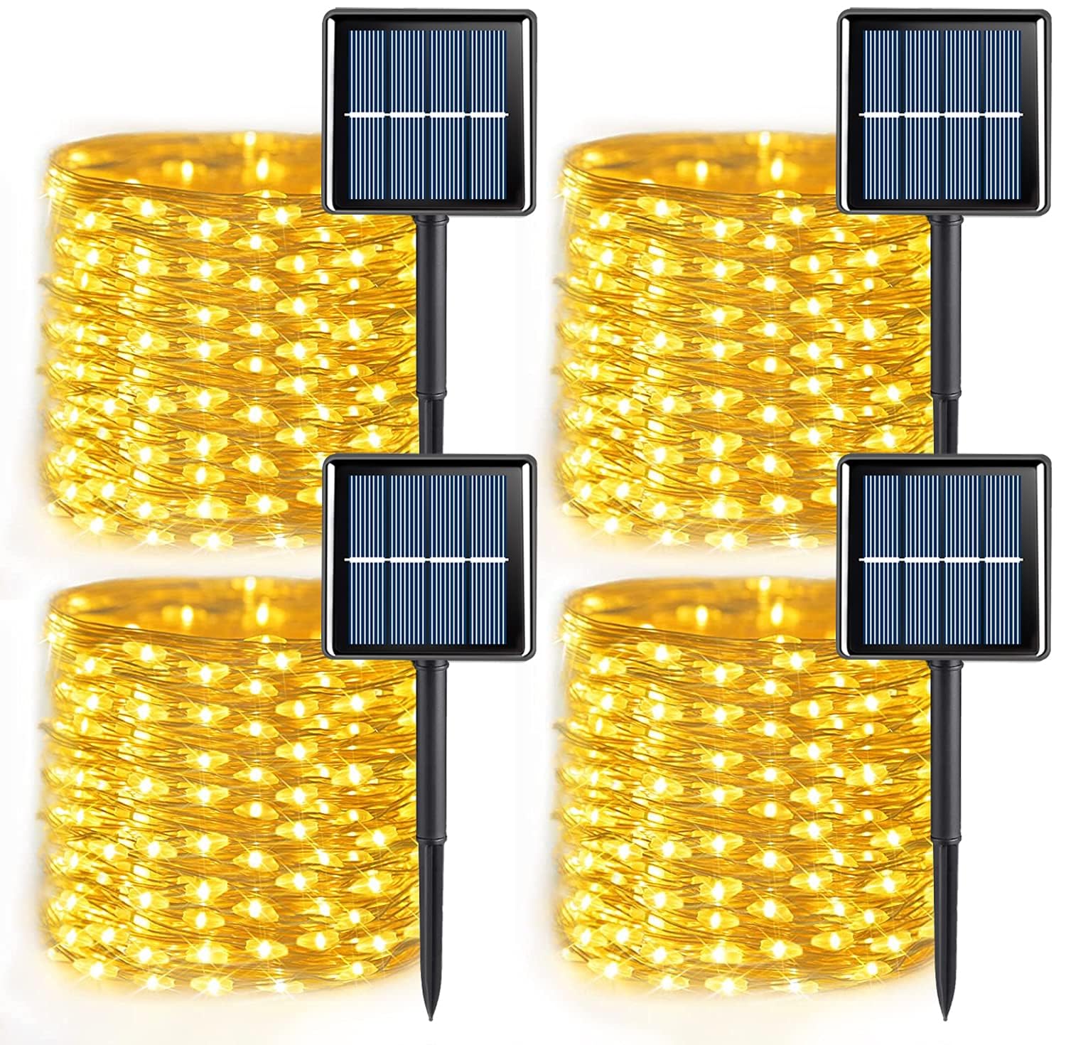 YEGUO 4-Pack Warm White Solar Fairy Lights