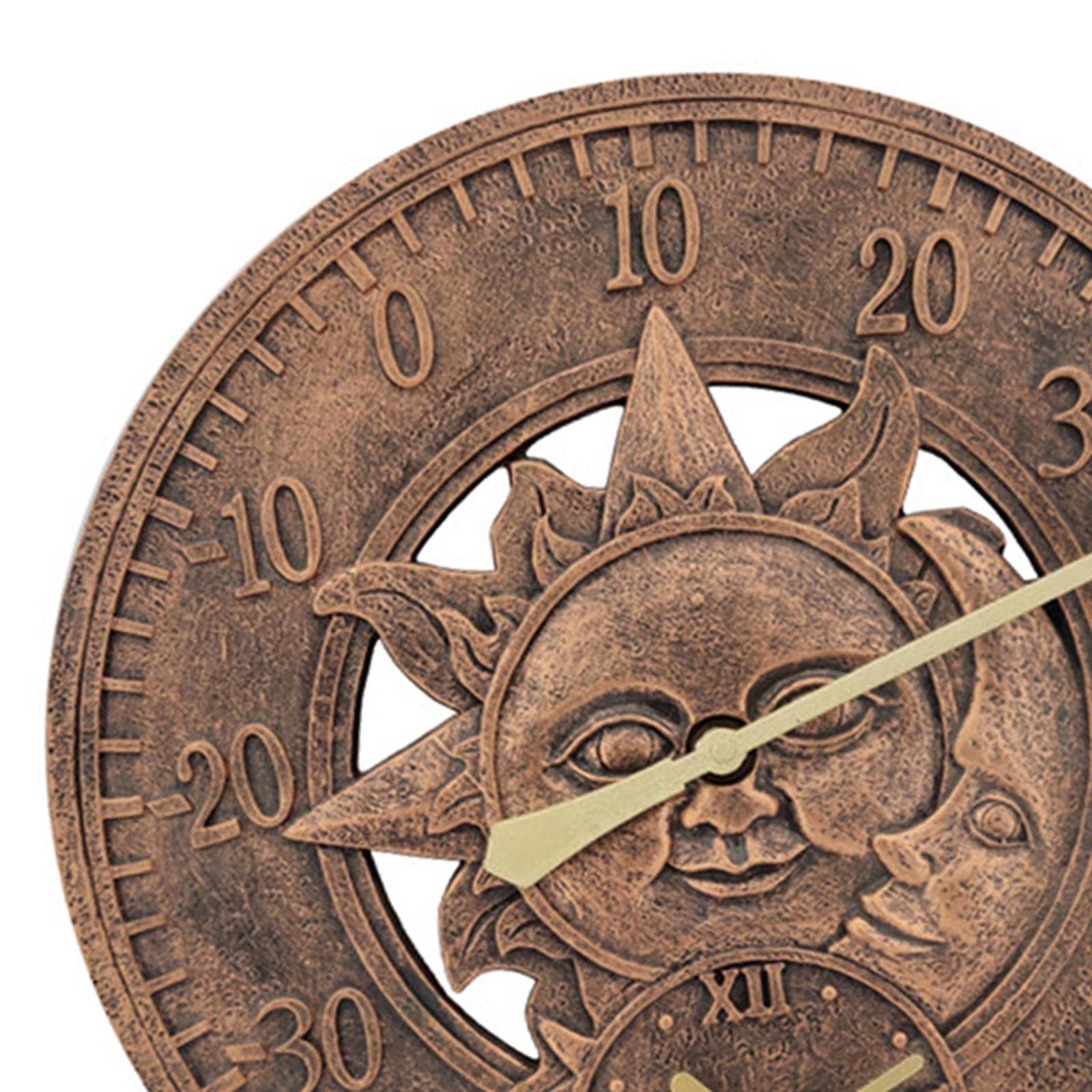 MagiDeal Horloge Murale Ronde étanche Affichage de la température Non tic Silencieux intérieur extérieur 30 cm Montres suspendues pour Porche Salon Chambre