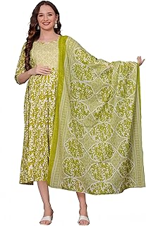 sky fab Women Viscose Rayon Maternity and Feeding Dress Kurta with Dupatta with Zipper-picture-55