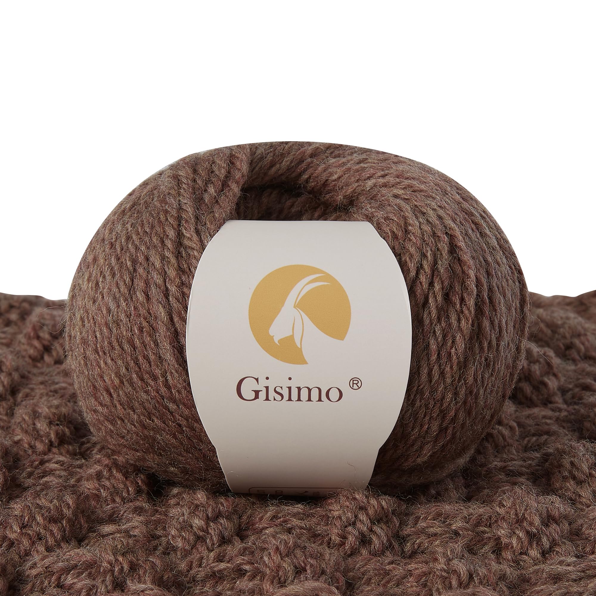 100% Merino Wool Yarn, 3-Ply Luxurious and Soft Yarn for Hand Knitting &amp; Crocheting (Mocha, 1Ball)