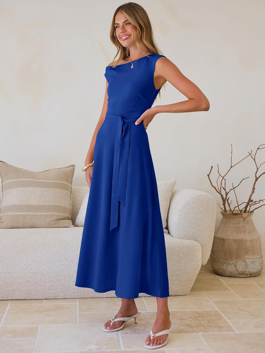 ANRABESS Women One Off Shoulder Wedding Guest Formal Dress Sleeveless Flowy Spring Summer Cocktail Evening Maxi Dresses 2026 - Image 5