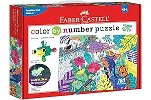 Color by Number Puzzle, Jungle - 100 Pieces Art Project for Kids Ages 6+