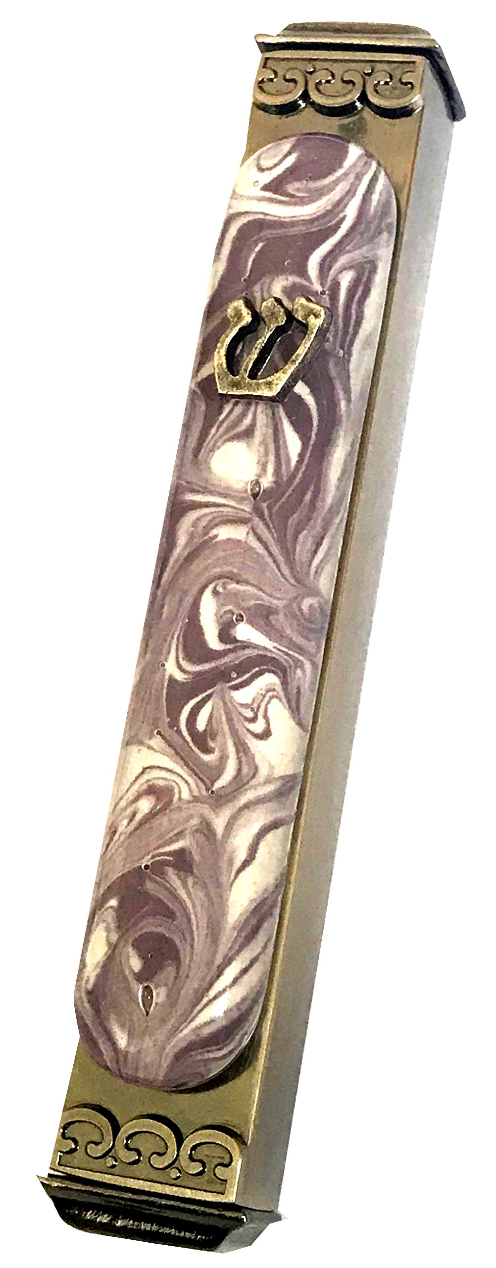 Mezuzah, Easy Mount, Art Glass on Metal CaseGift Box and Non-Kosher Scroll Included (Grape)