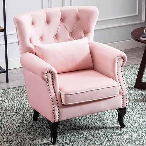 LZAREAL Sillas con brazos de lectura decorativos para sala de estar, dormitorio, sofá esquinero moderno y cómodo de mediados de siglo, silla de club