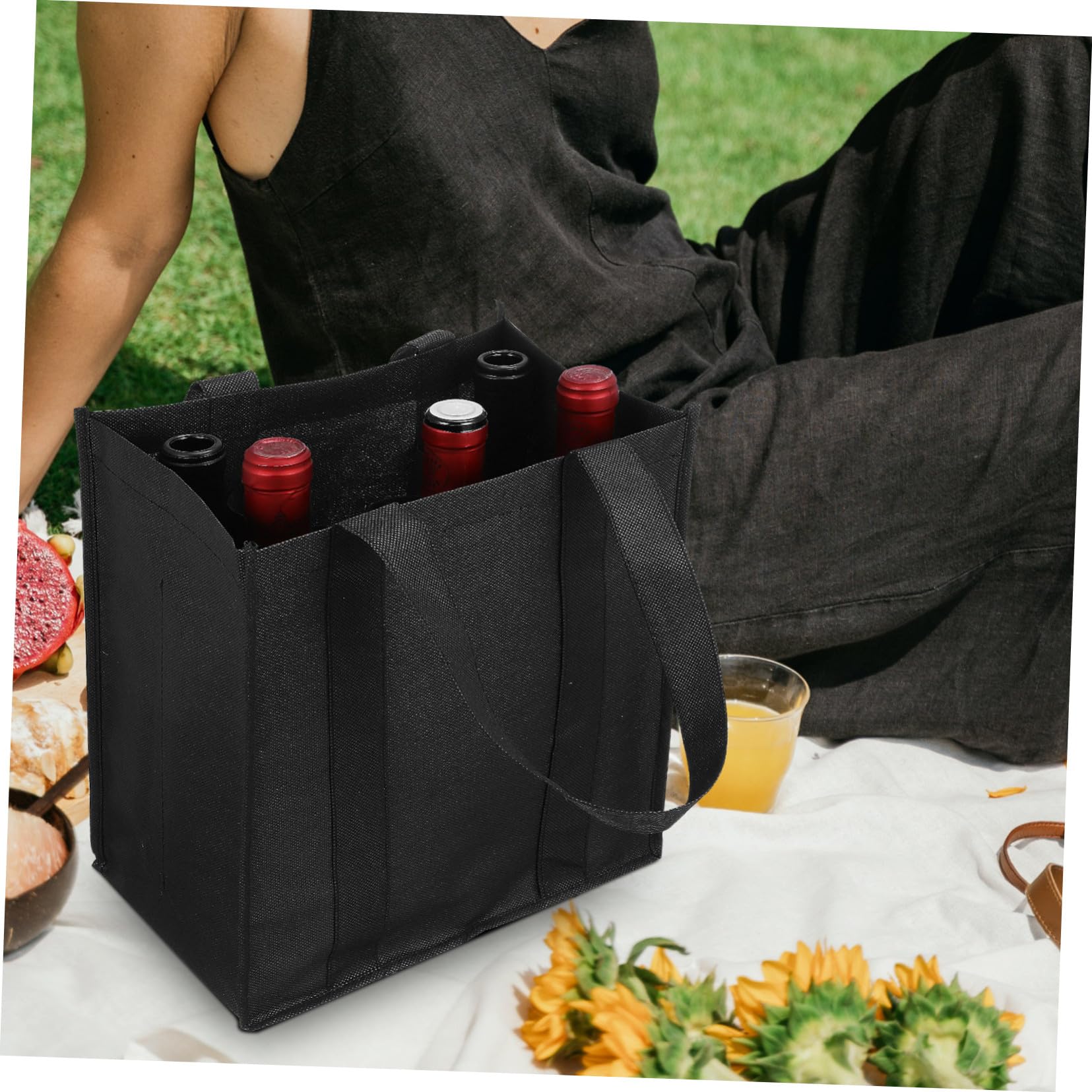 6 Stück Weinflaschentaschen Aus Vliesstoff Große Kapazität Für 6 Flaschen Wiederverwendbar Elegant Für Picknick Und Party
