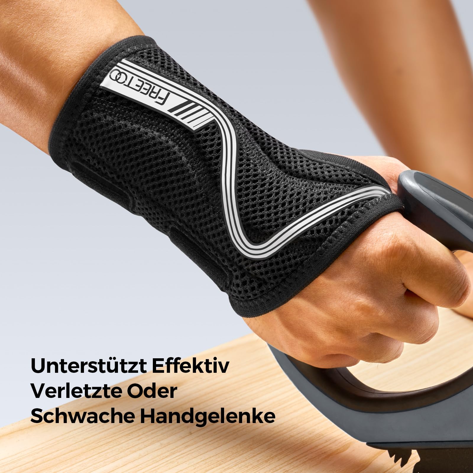 FREETOO Flexibel-Leicht Handgelenkschiene für Karpaltunnel, Atmungsaktive Handgelenk Bandagen mit eng anliegender S-förmiger Schiene, Verstellbare Handgelenkstütze für Verstauchung, Sehnenentzündung
