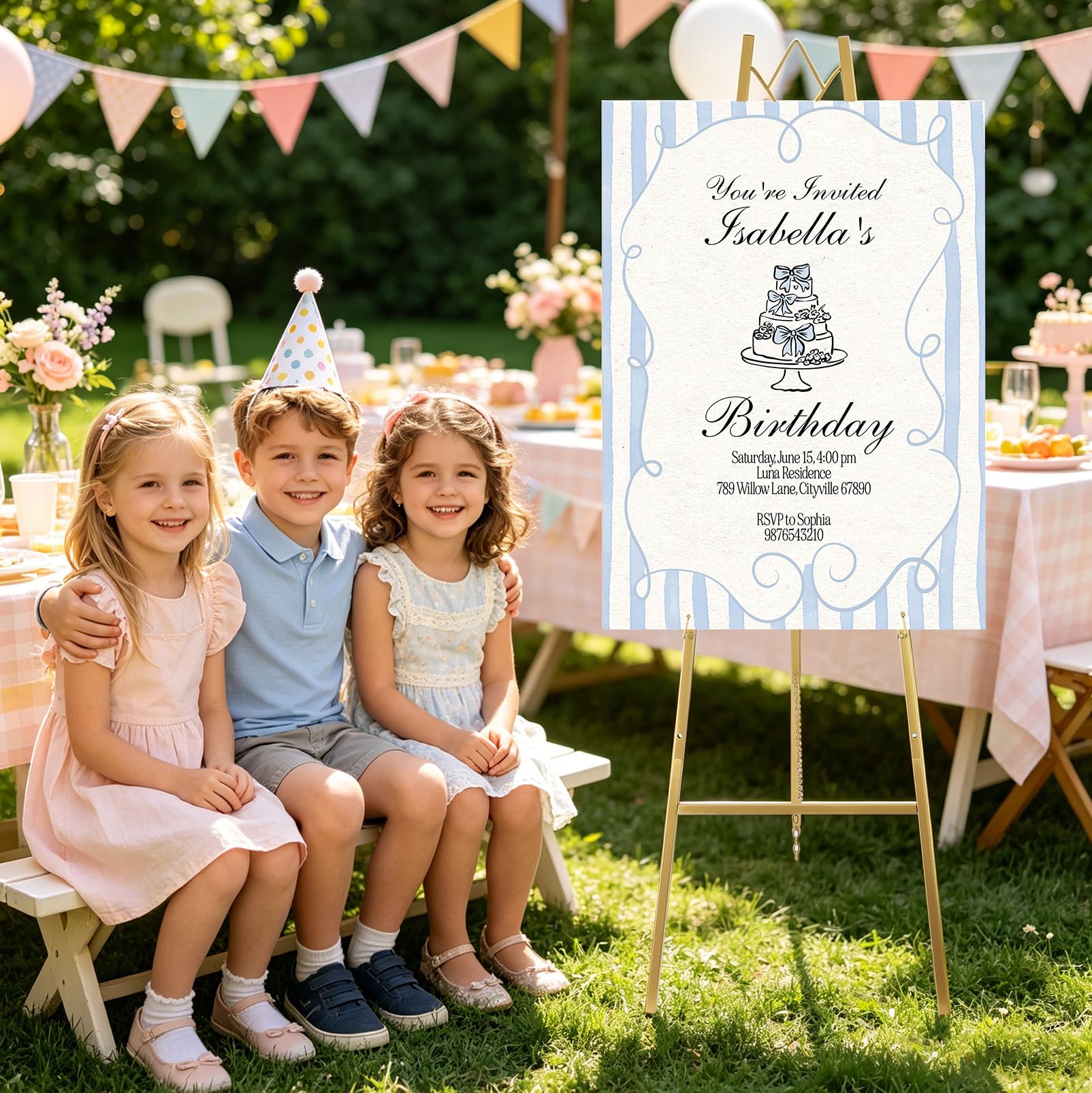 147cm Hochzeits Staffelei, Verstellbarer Gold Metall Staffelei Stand | Schwerer Boden Schildständer bis 45kg, für Willkommensschild Hochzeit Poster Display Event Dekoration