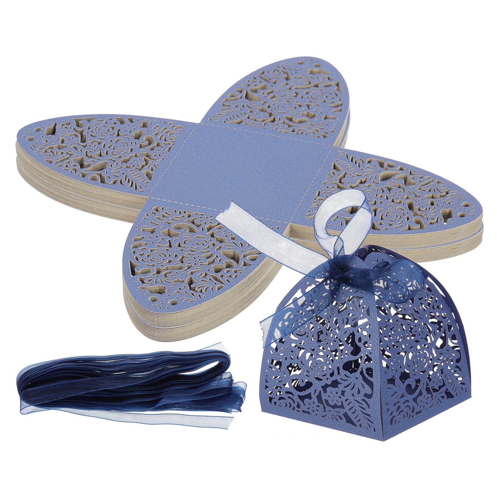 PATIKIL 6cm x 6cm x 8cm Favor Boxes, 50 Pcs Candy Party Gift Boxes for Wedding Mother's Day Easter Anniversary Christmas Graduation Celebration, Dark Blue