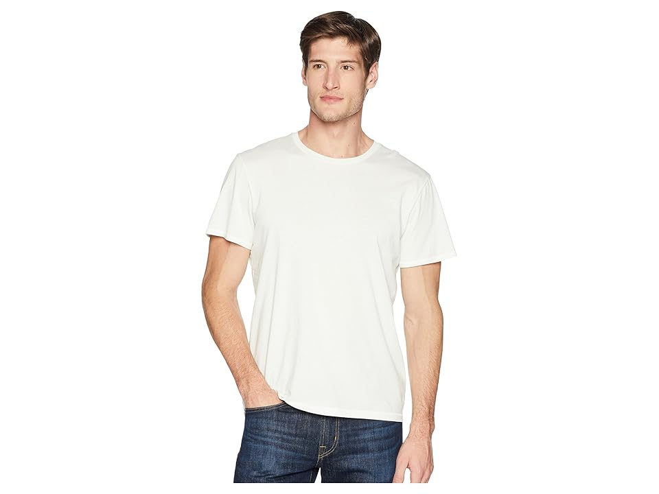 

7 For All Mankind Short Sleeve Stone Washed Pima Crew (White) Men's Clothing