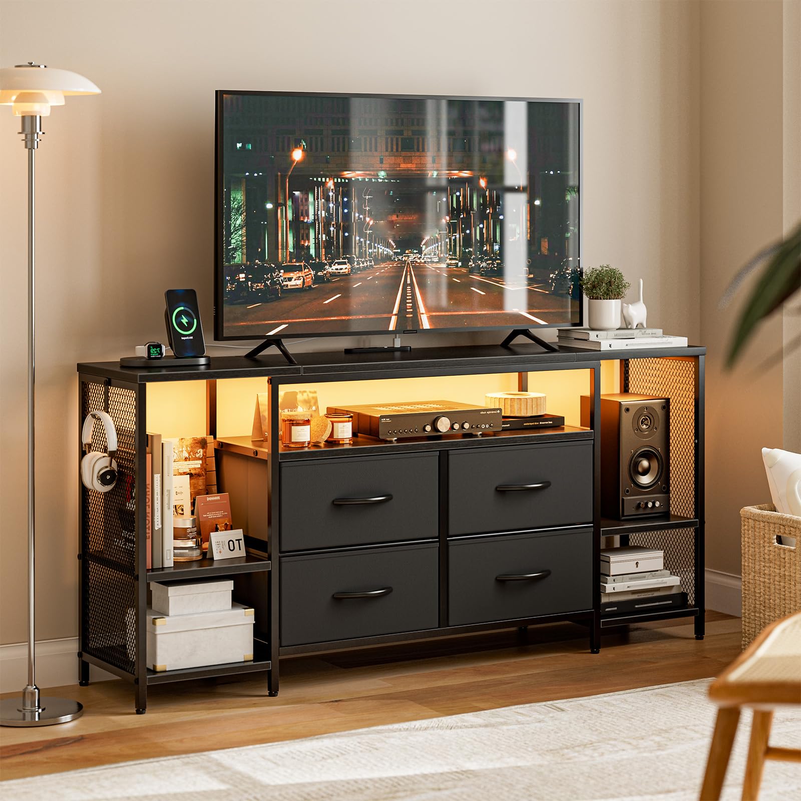 Amazon｜IKIFLY テレビ台 ローボード 引き出し付き 可動棚 オープン