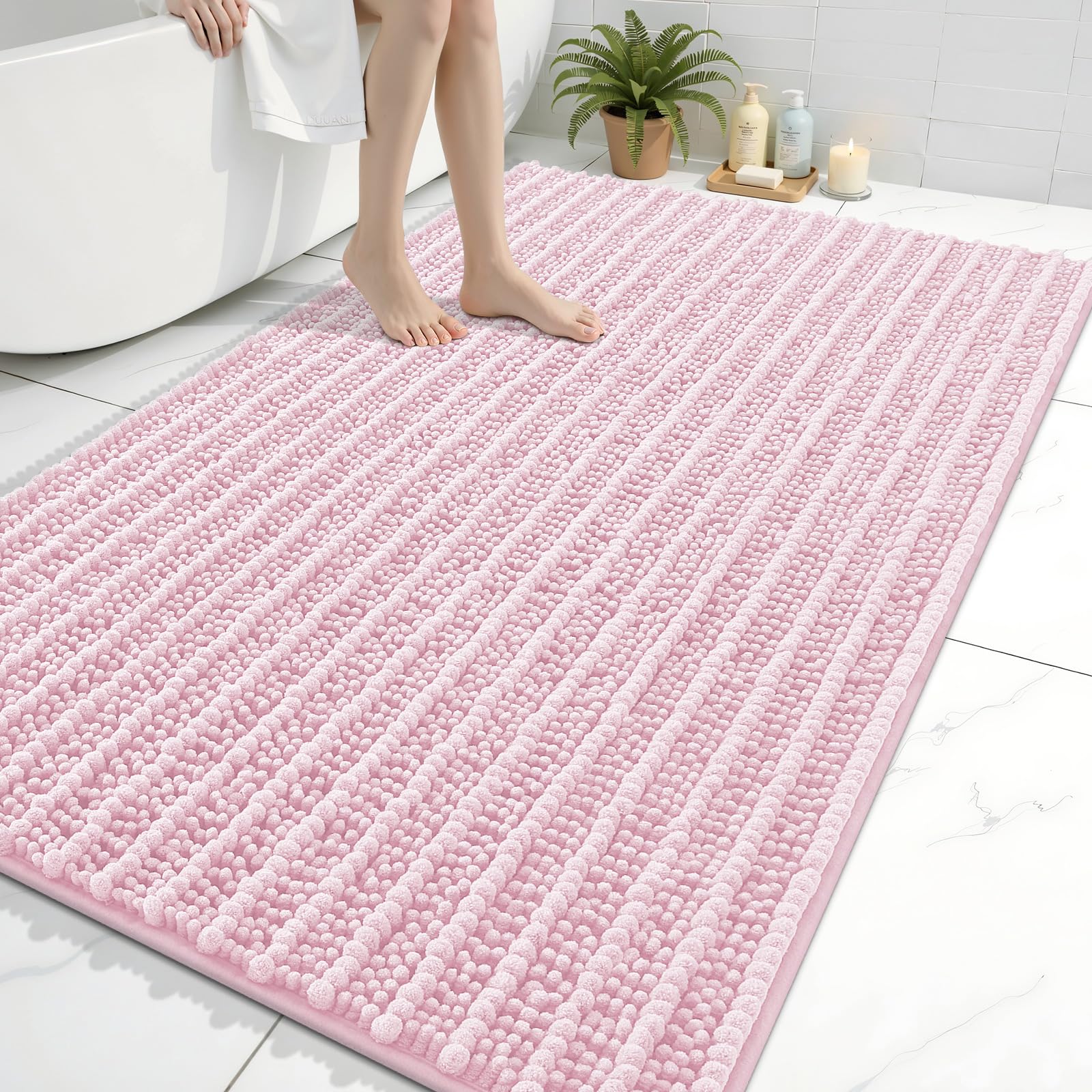 Arotive Bathroom Rugs Mat 59x35, Soft Absorbent Chenille Shaggy Bath Mat