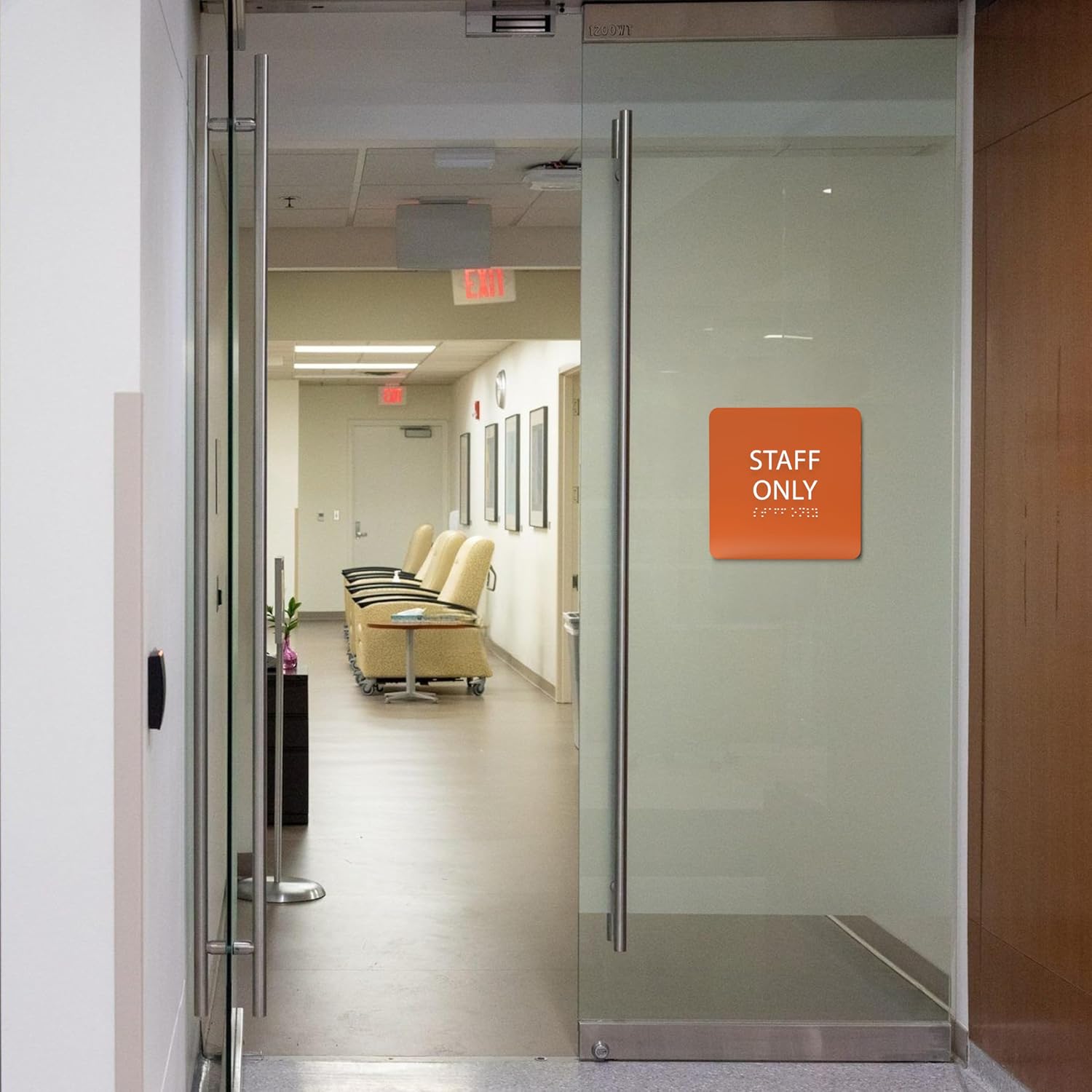 6" X6" Staff Only Sign - ADA Compliant Tactile Graphics Grade 2 Braille Text Acrylic Wall Sign - Professional Employees Only Area Door Signs for Offices, Schools, Malls, Business