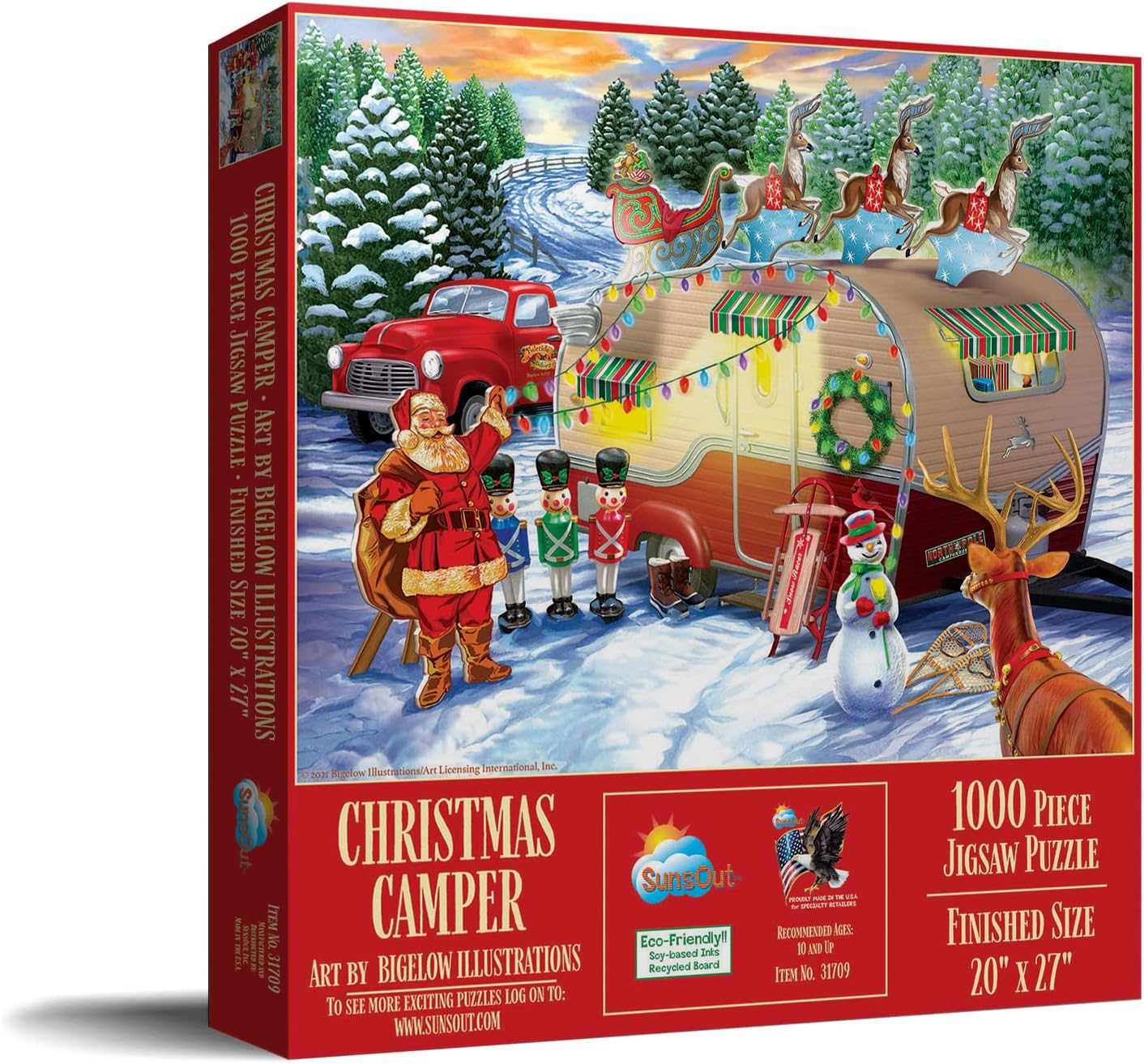 SUNSOUT INC - Christmas Campers - 1000 pc Jigsaw Puzzle by Artist: Bigelow Illustrations - Finished Size 20" x 27" Christmas - MPN# 31709