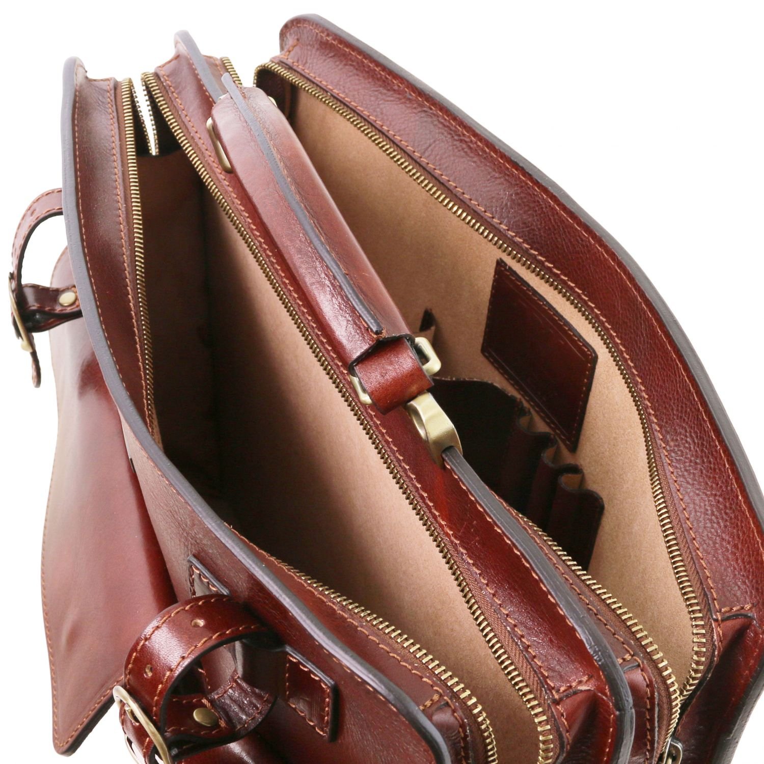Tuscany Leather Venezia Porta Folios en Piel con 2 Compartimentos y Cierre de Cremallera