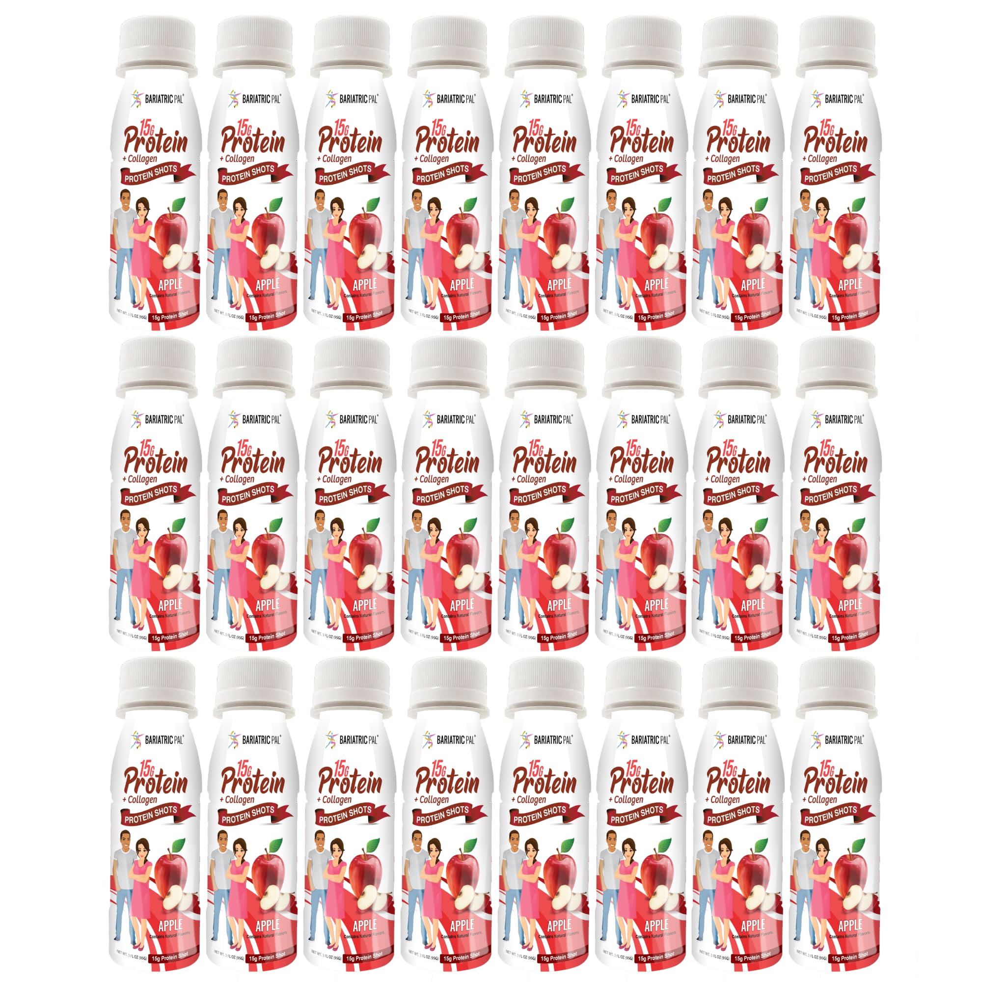BariatricPal 15 g de proteína de suero y colágeno listos para beber - Manzana (24 botellas)