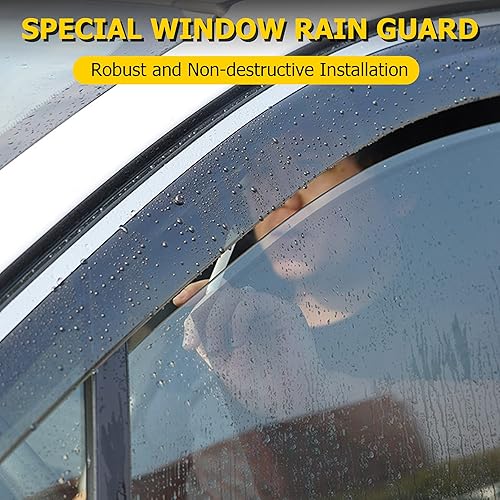 Miniatura 4 de AUXMART 4 unidades de deflector de ventana lateral protectores de lluvia para Jeep Compass 2017 2018 2019 2020 2021 2022