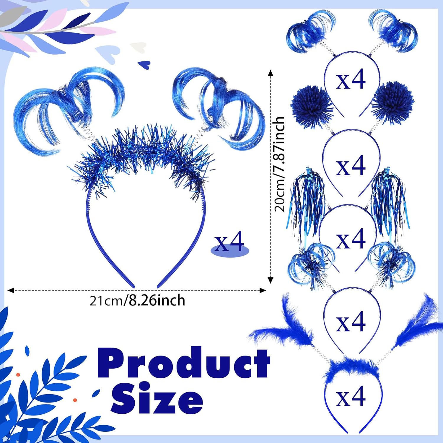 Censen 24 Pcs Pom Pom Headband Tinsel Wrapped Ponytail Head Bopper Costume Headwear Carnival Easter Party Accessory - Image 2