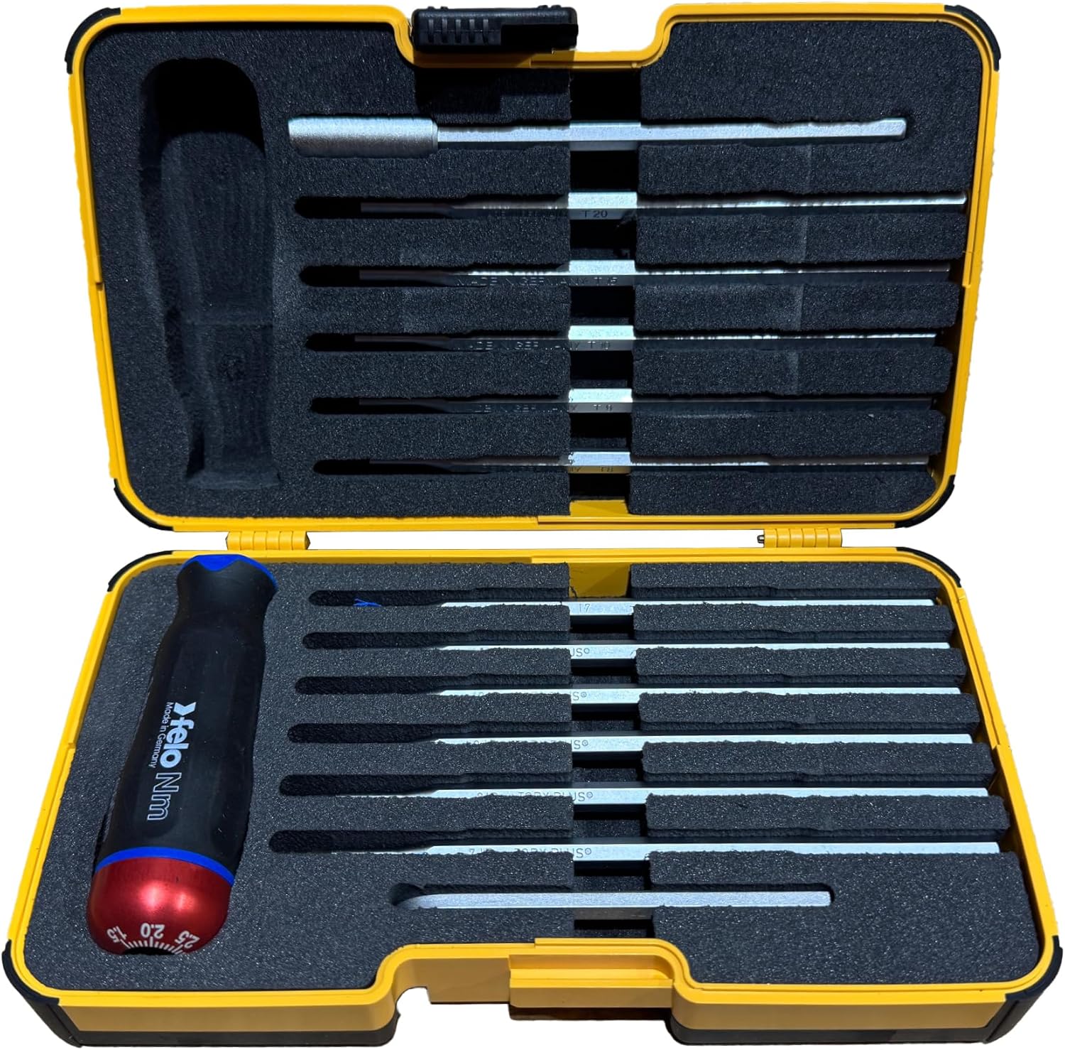 Felo Torx and Torx Plus Torque Limiting Screwdriver Set, 1.5-3.0 Nm, 14 Pieces