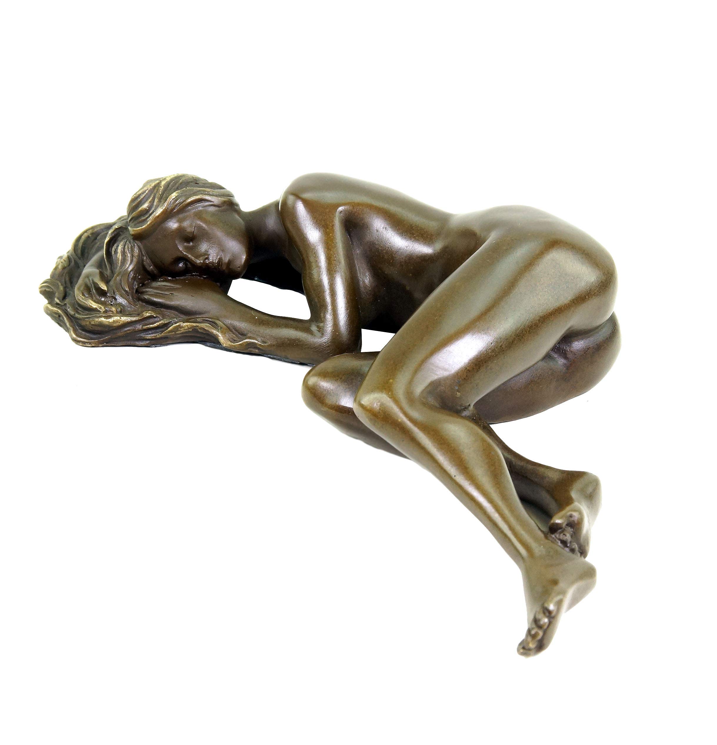 Schlafender Akt - Erotische Frauenfigur - signiert J. Patoue - Bronzeskulptur - Sexy Deko Frauenstatue - Erotik Akt - Moderne Kunststatue online kaufen - Wohndeko für Innen
