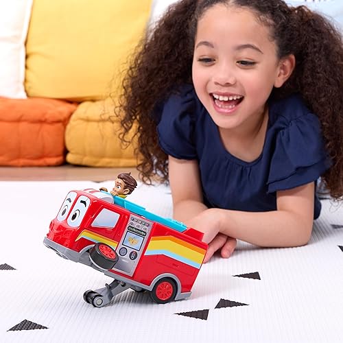 Miniatura 2 de Disney Junior Firebuds, Bo and Flash - Vehículo de juguete de camión de bomberos con función de tracción y acción Wheelie, juguetes para niños y