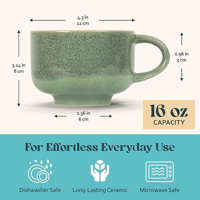 NOVA CERAMICS Taza de Cerámica 16 oz con Asa Verde miniatura 2