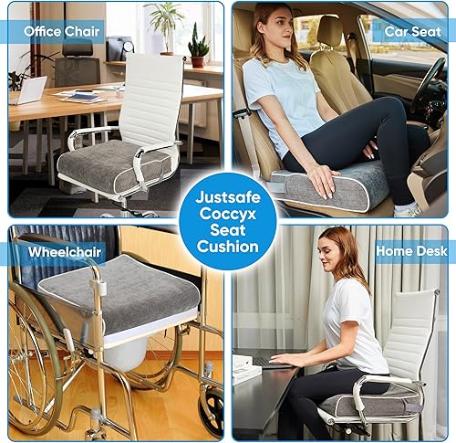 Miniatura 6 de Justsafe Large Car Seat Cushion with Lumbar Support Pillow, Memory Foam Office Chair Cushions for Tailbone Pain Relief, Soft Cmofortable Non-Slip