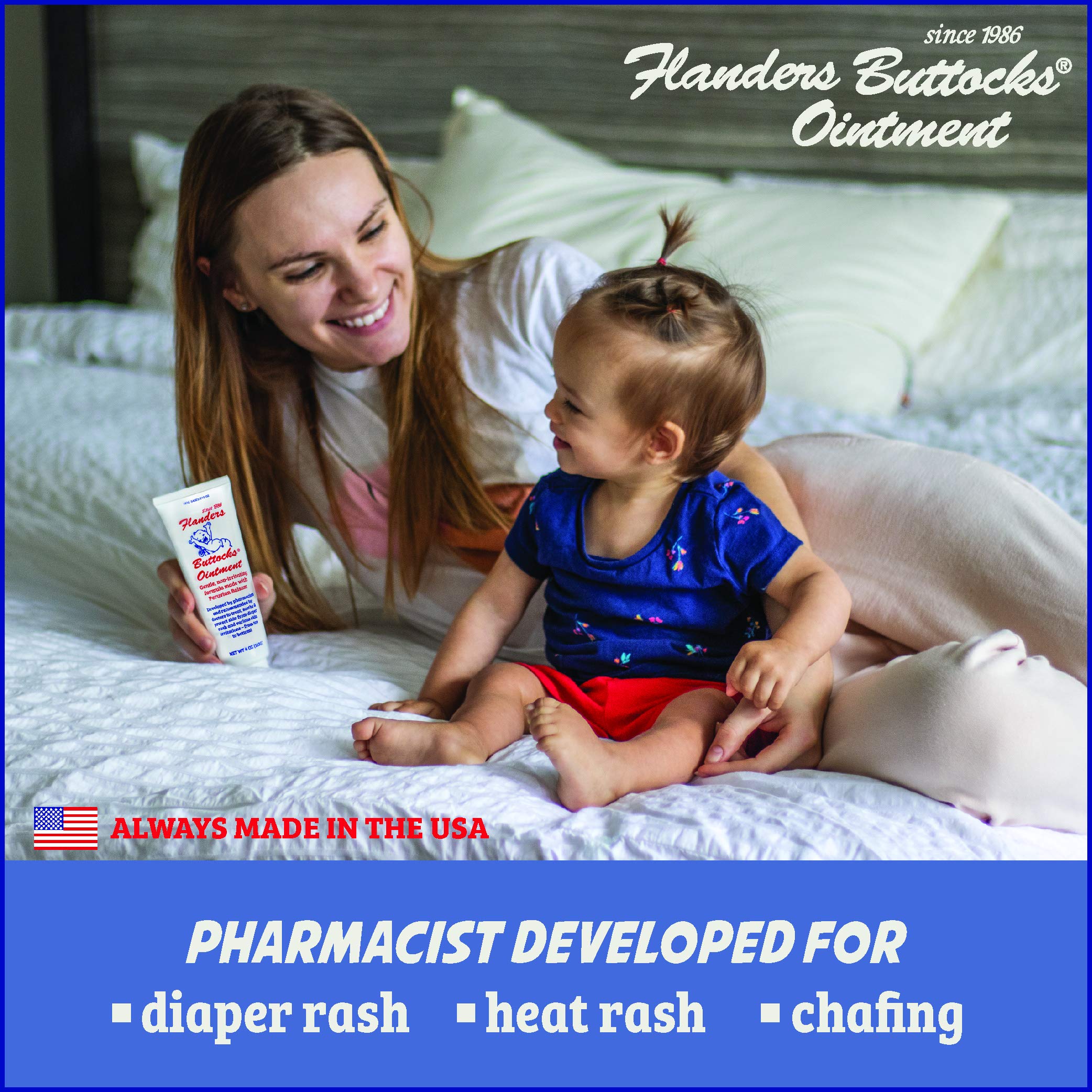 Flanders Buttocks Ointment Diaper Rash Cream, Treatment for Diaper
