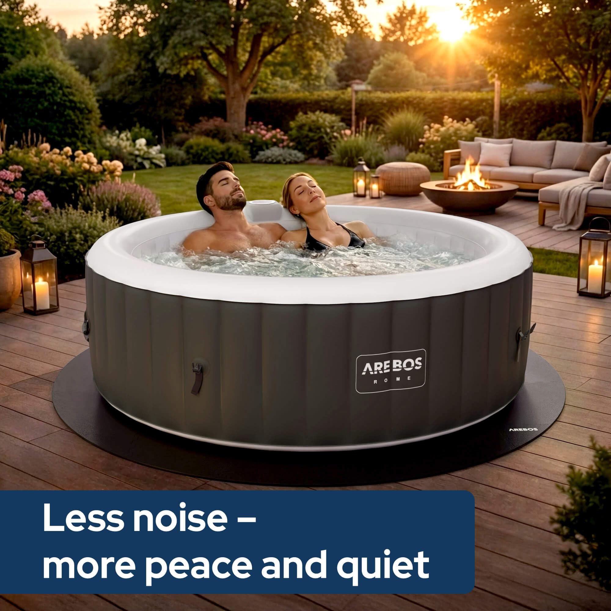 Arebos Esterilla Protectora Redonda Ø 200 cm para Piscina y SPA | Base EVA Tipo Puzzle para Whirlpool | Aislante y Antideslizante | Protección para spas Exteriores e hinchables