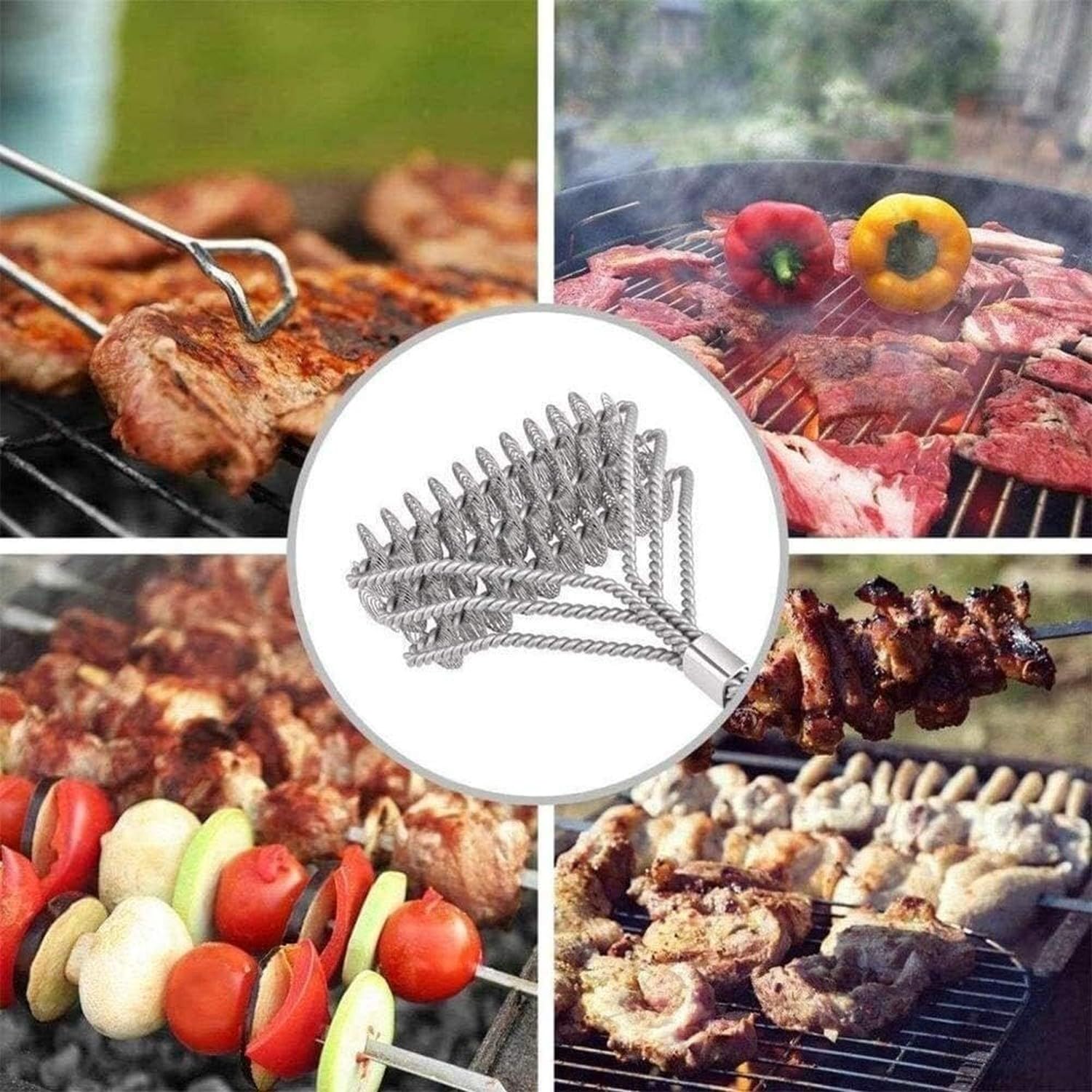 Cepillo limpieza barbacoa Camping al AIRE Libre portátil Familiar parrilla Grill herramienta limpieza cabeza alambre Acero inoxidable cepillo parrilla sin aceit, B