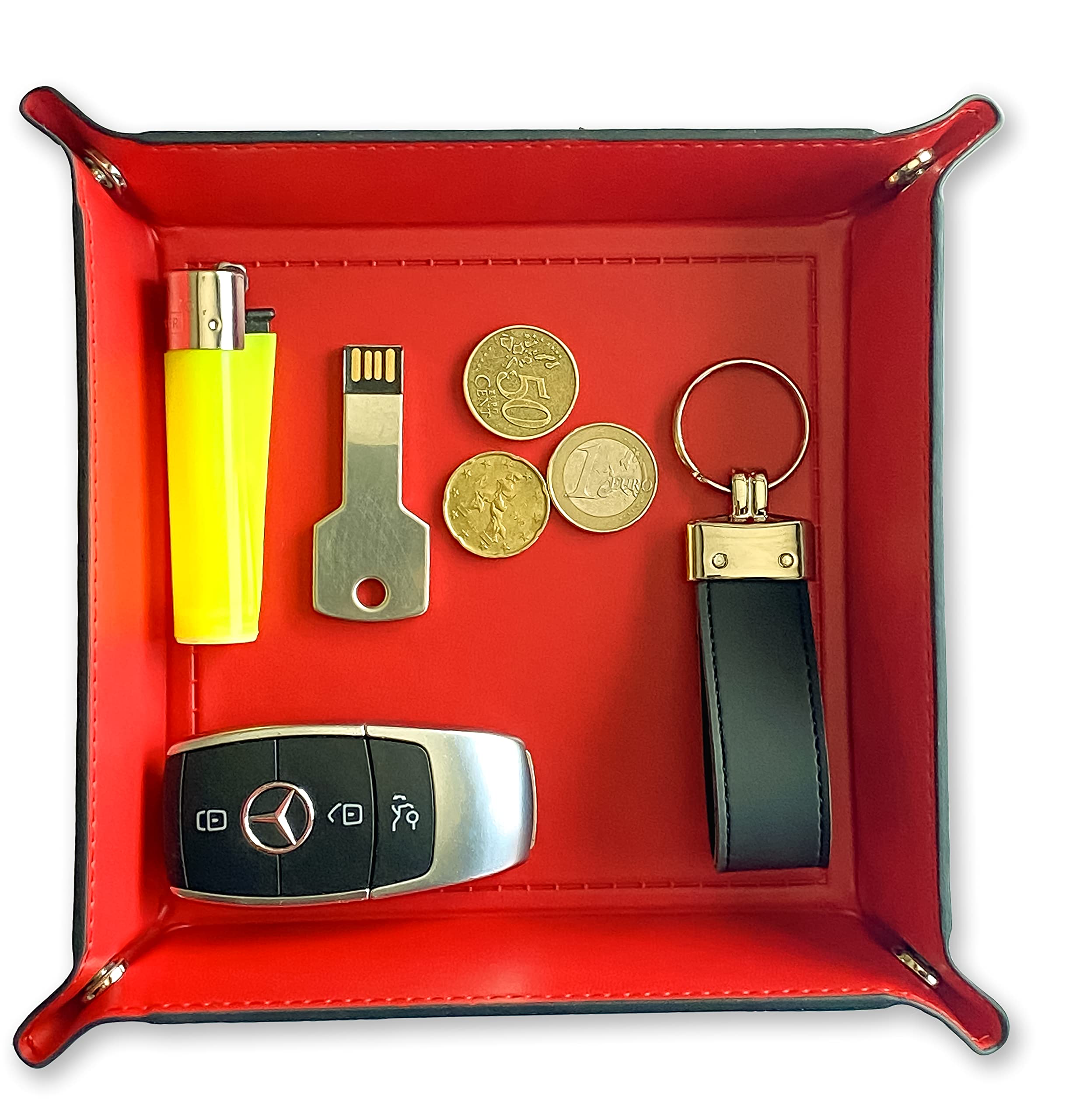 Vassoio Svuotatasche Bicolore - Portaoggetti Con Chiusura A Bottoni - Foto 3