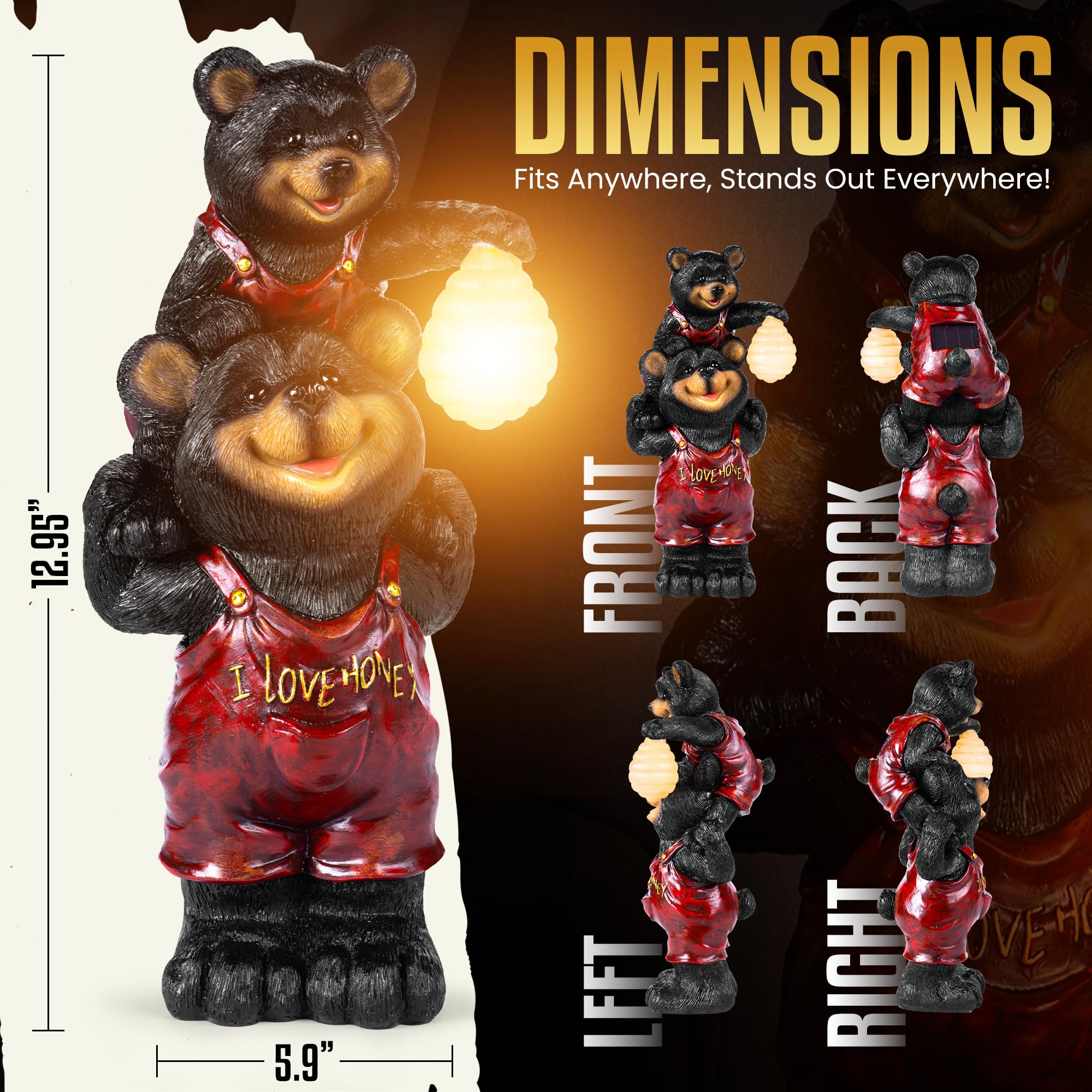 Amazon.com: The Roo Brand - Black Bear Beehive Solar Light