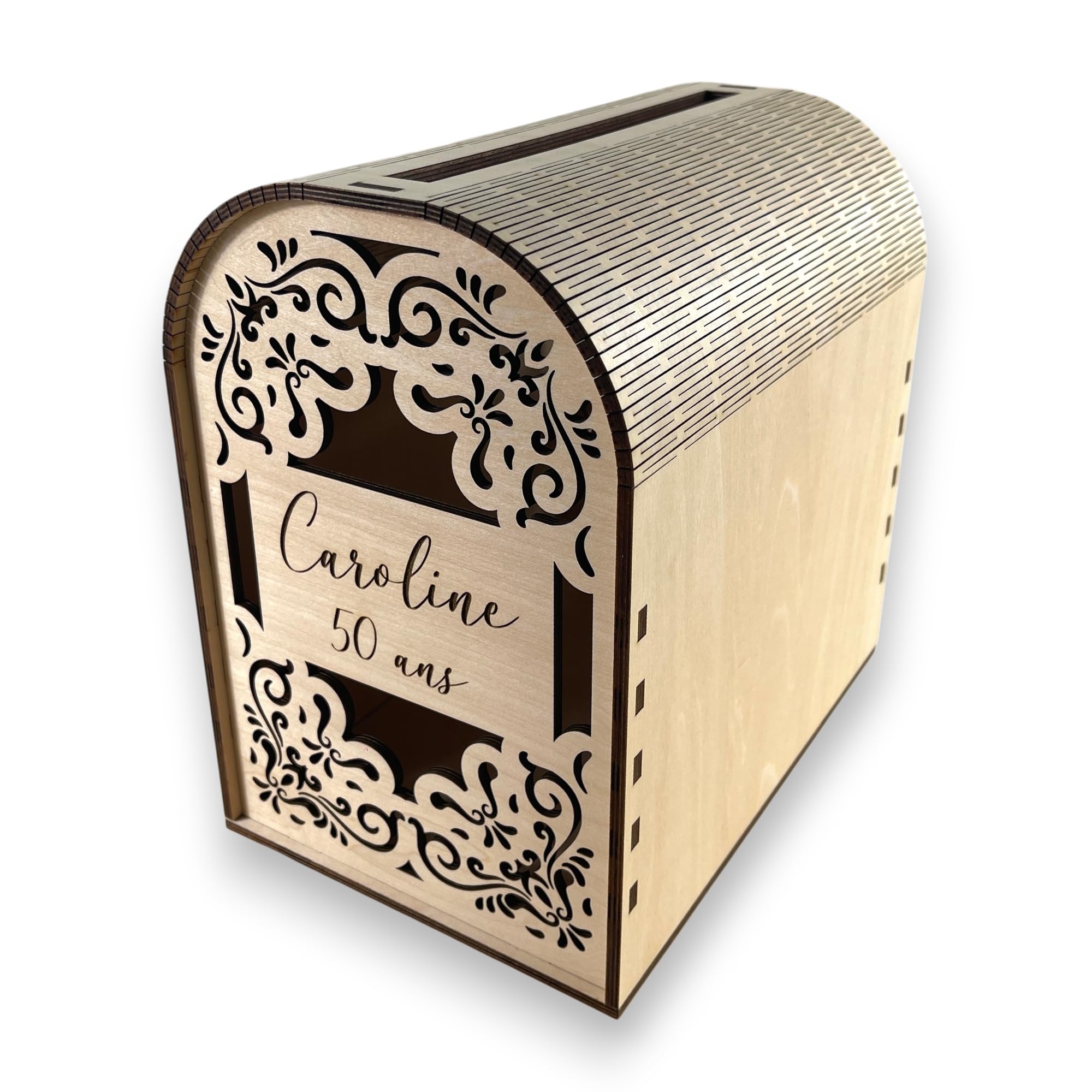 Urne Mariage Anniversaire ou Baptême Personnalisée en Bois, Boîte à Enveloppes avec Prénoms & Date, Personnalisation 2 Faces, Fabrication Française