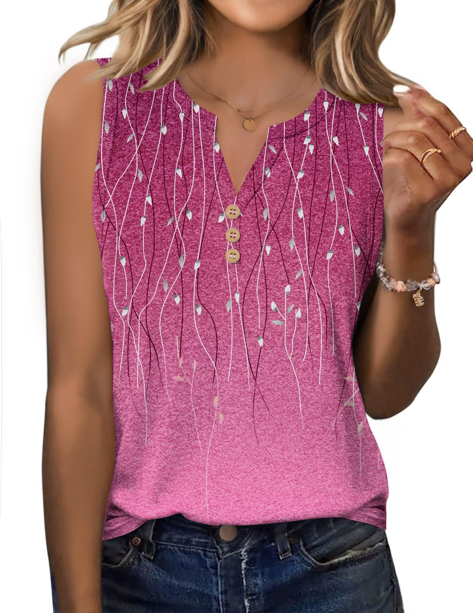 Zeagoo Womens Tank Tops 2025 Loose Button Down V Neck Flowy Summer Tops Basic Trendy Beach Vacation Outfits