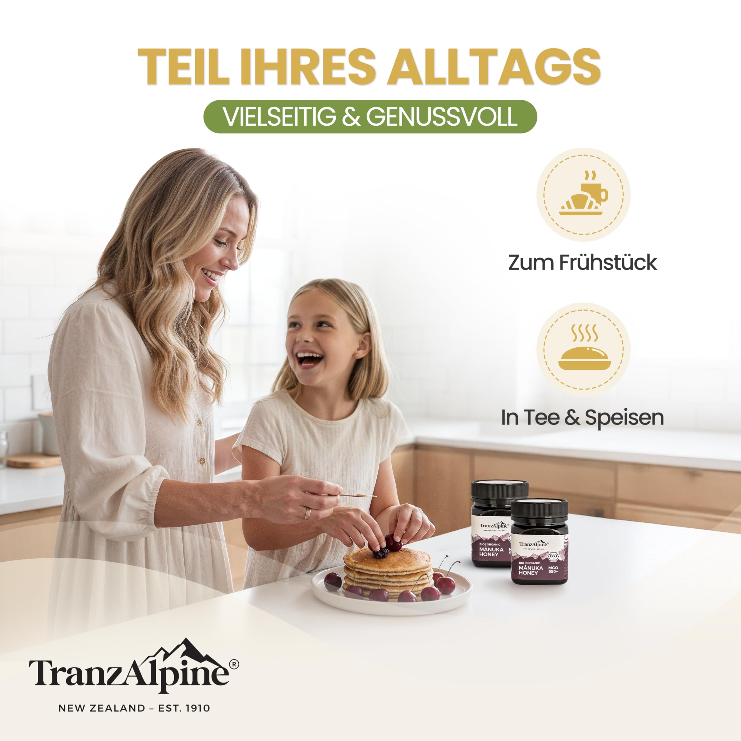 TranzAlpine Manuka Honig BIO-zertifiziert 250g - MGO 550+ | 100 % reiner Premiumhonig aus Neuseeland - Laborgeprüft & Original-Imkerabfüllung